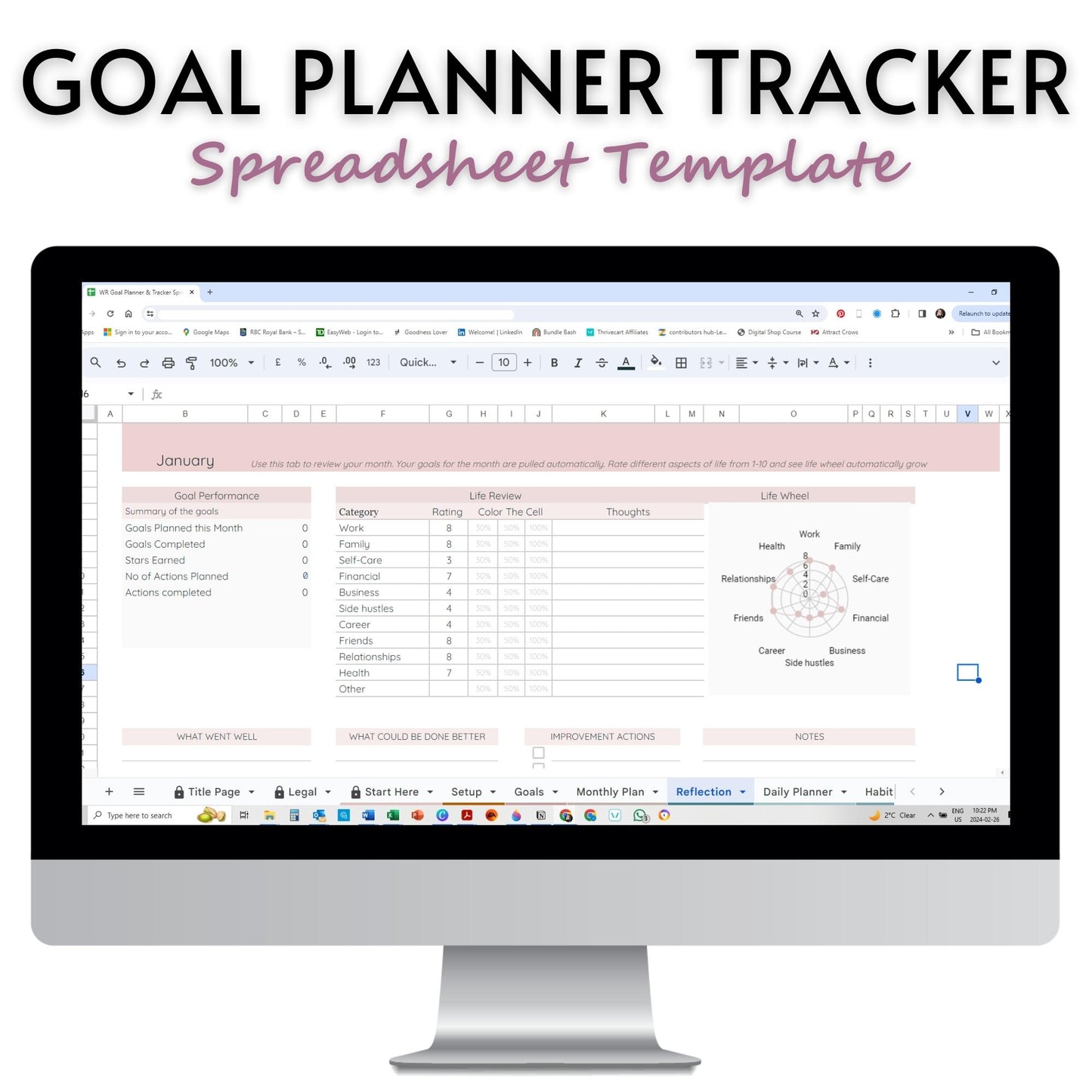 Goal Planner & Tracker Spreadsheet Template