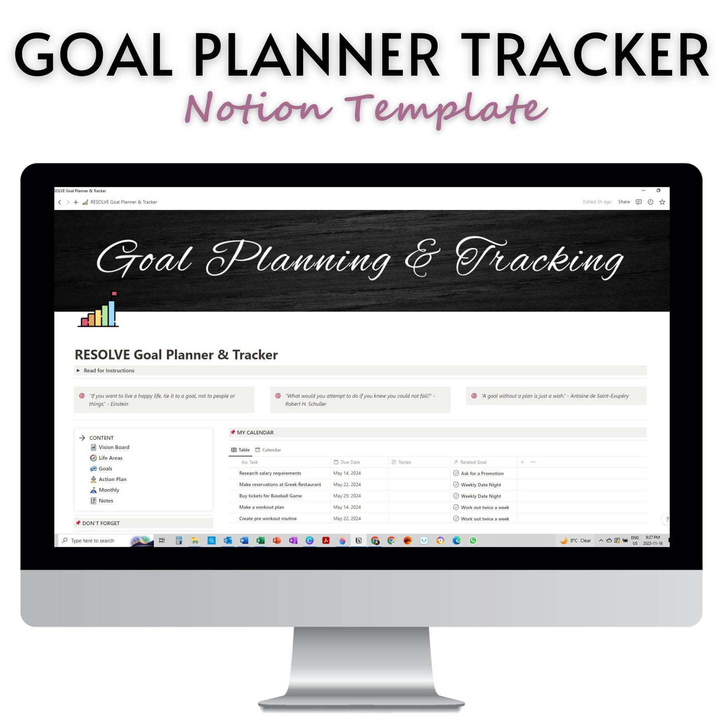 RESOLVE Goal Planning & Tracking Template For Notion