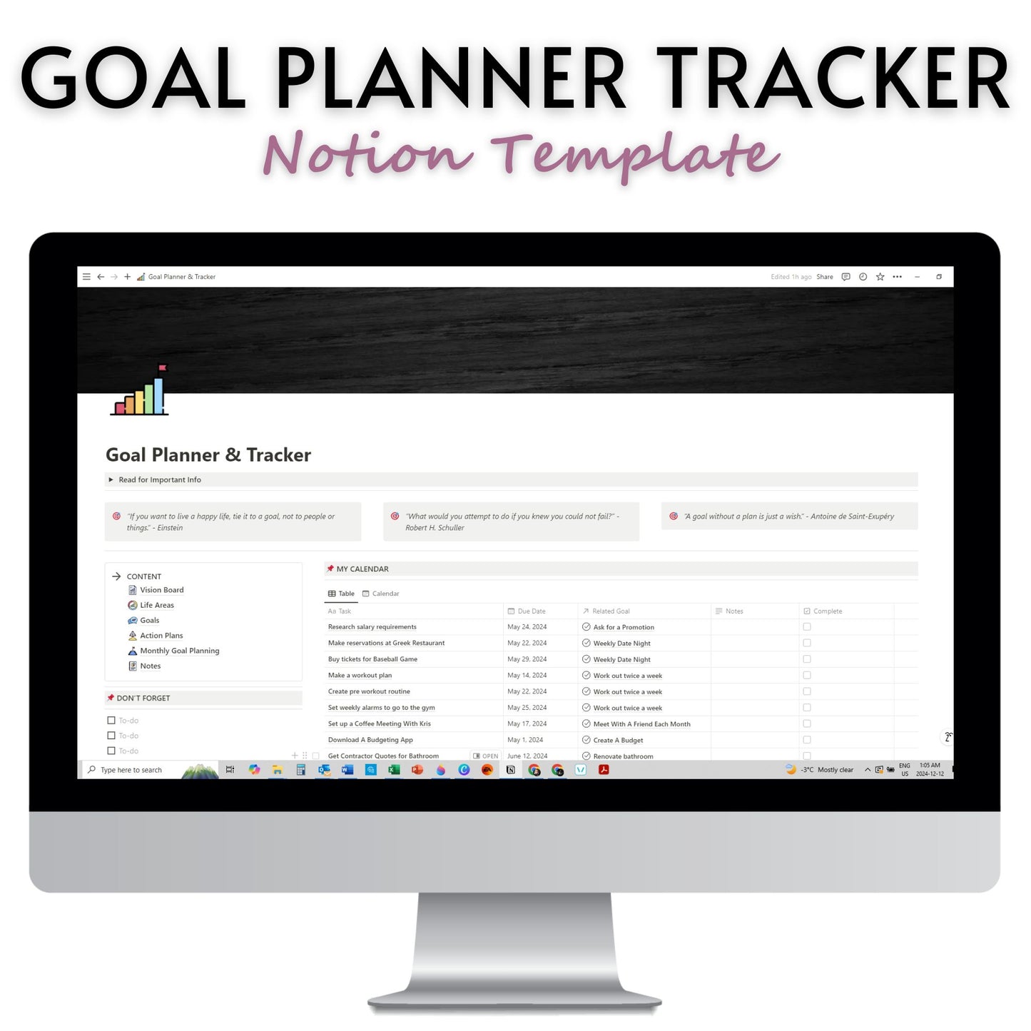 Goal Planning & Tracking Template For Notion