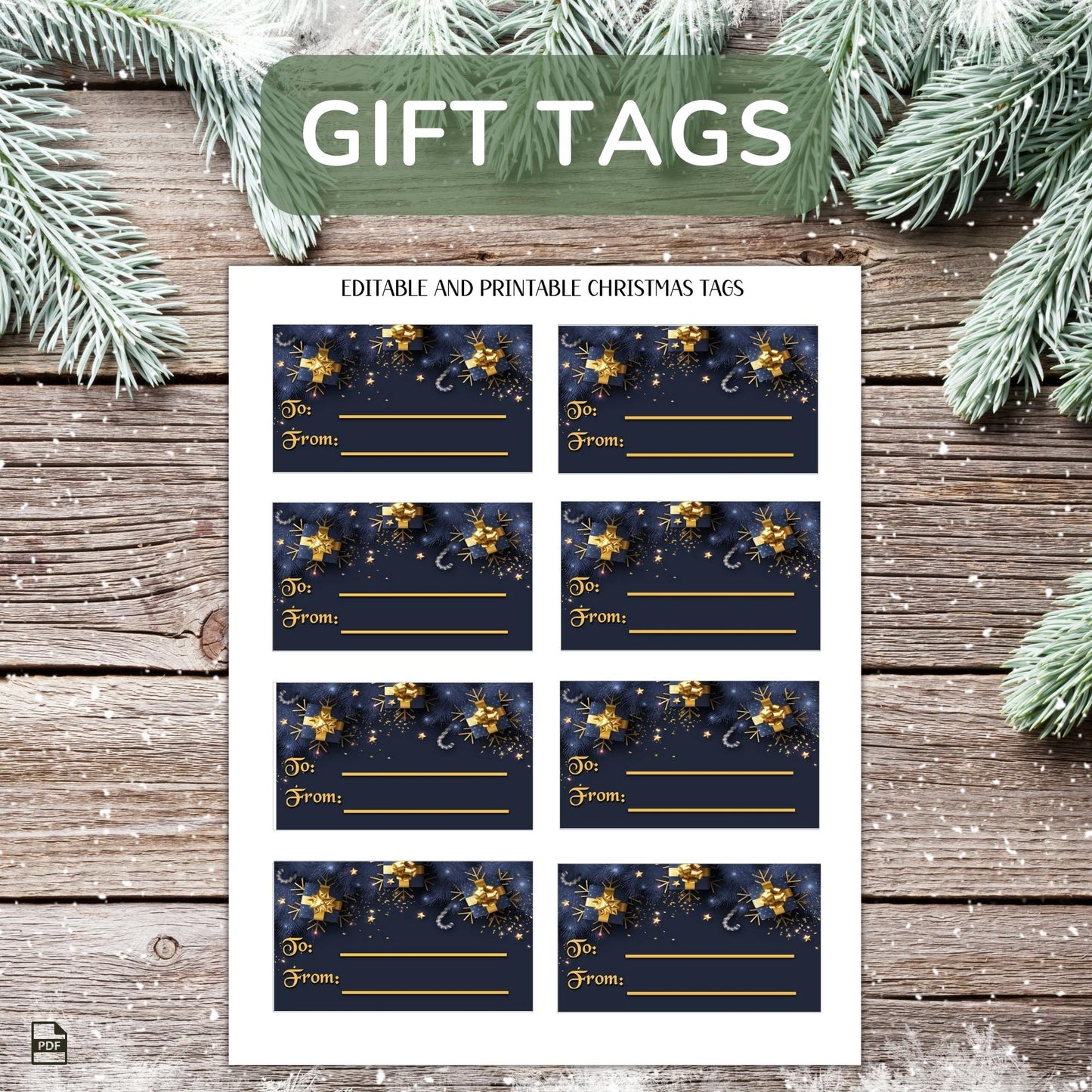 Printable Holiday Card Set - Navy Festive