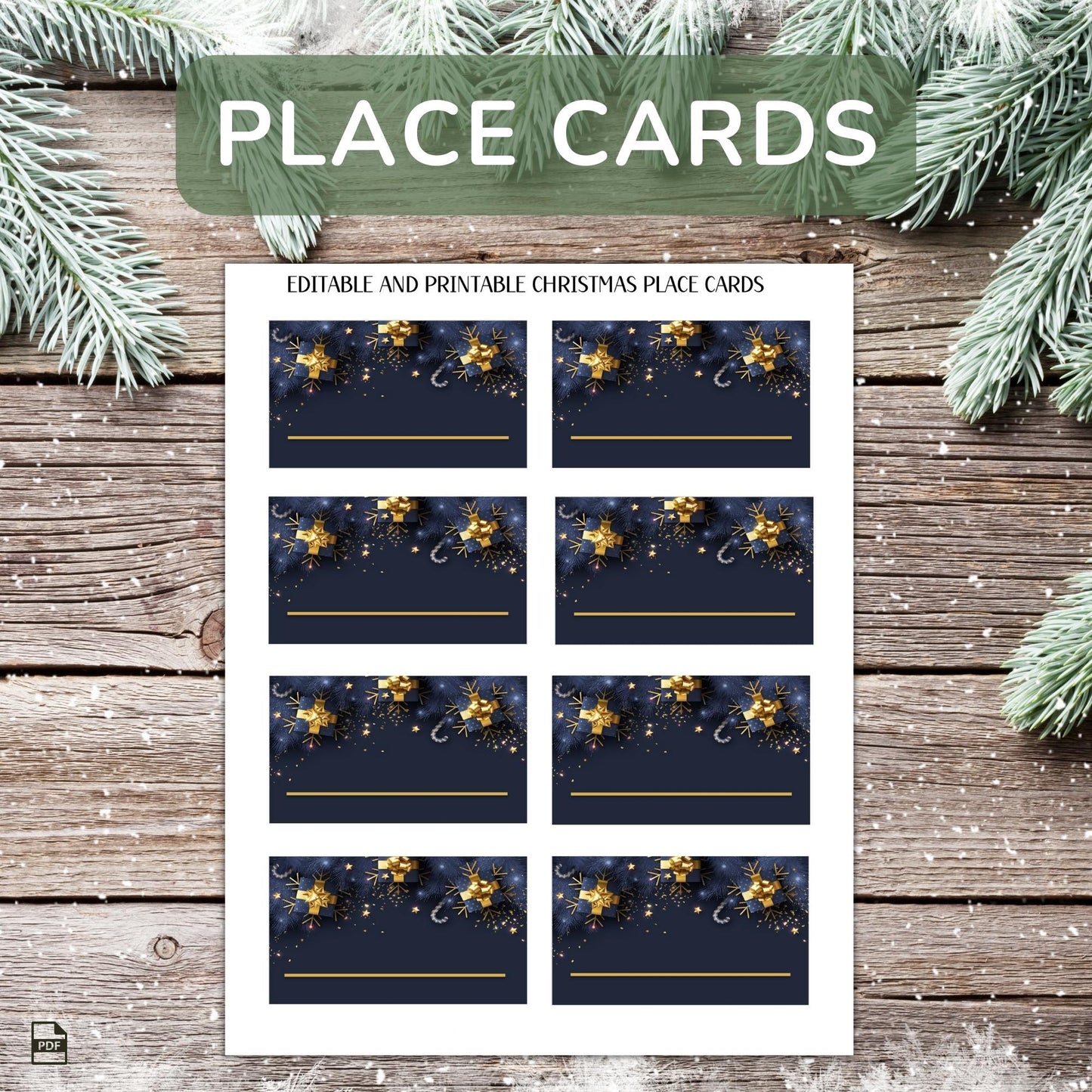 Printable Holiday Card Set - Navy Festive