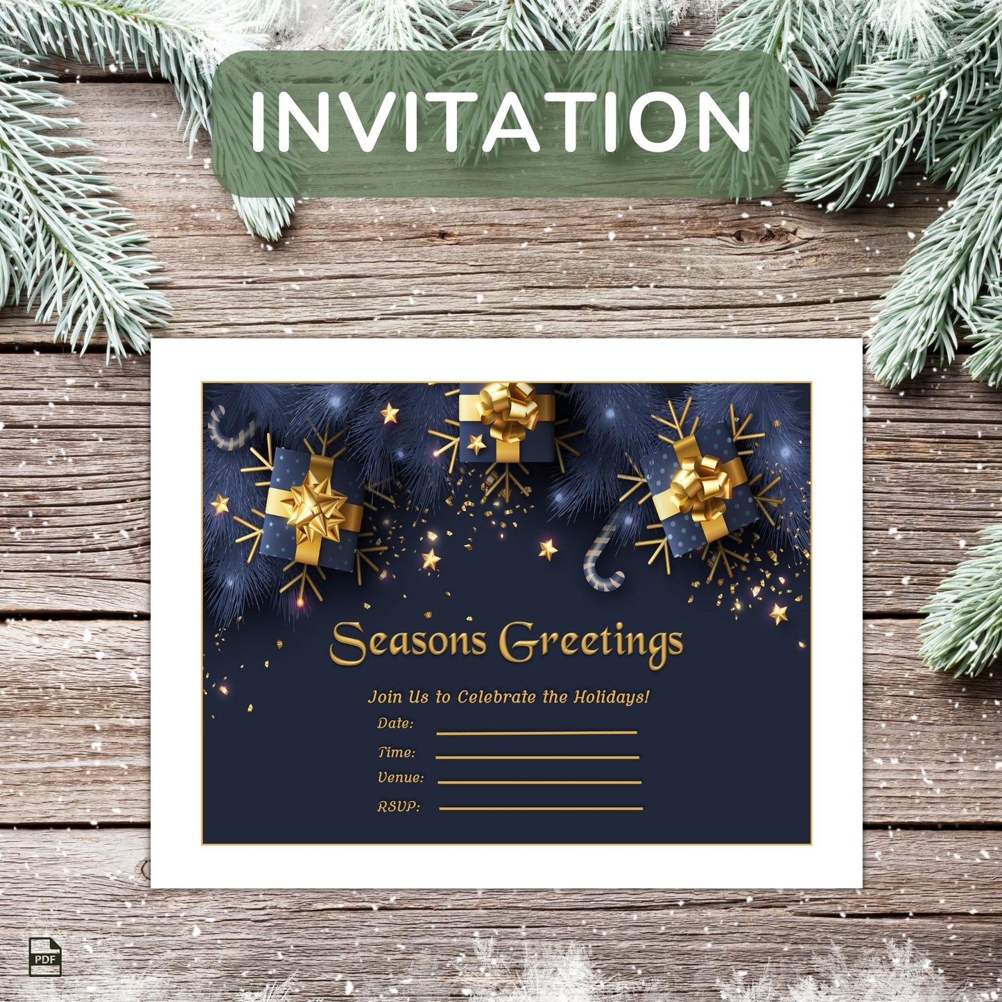 Printable Holiday Card Set - Navy Festive