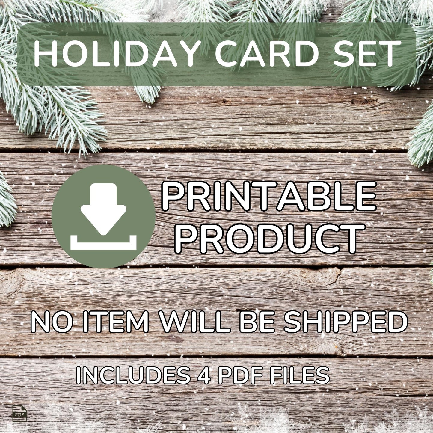 Printable Holiday Card Set - Poinsettias