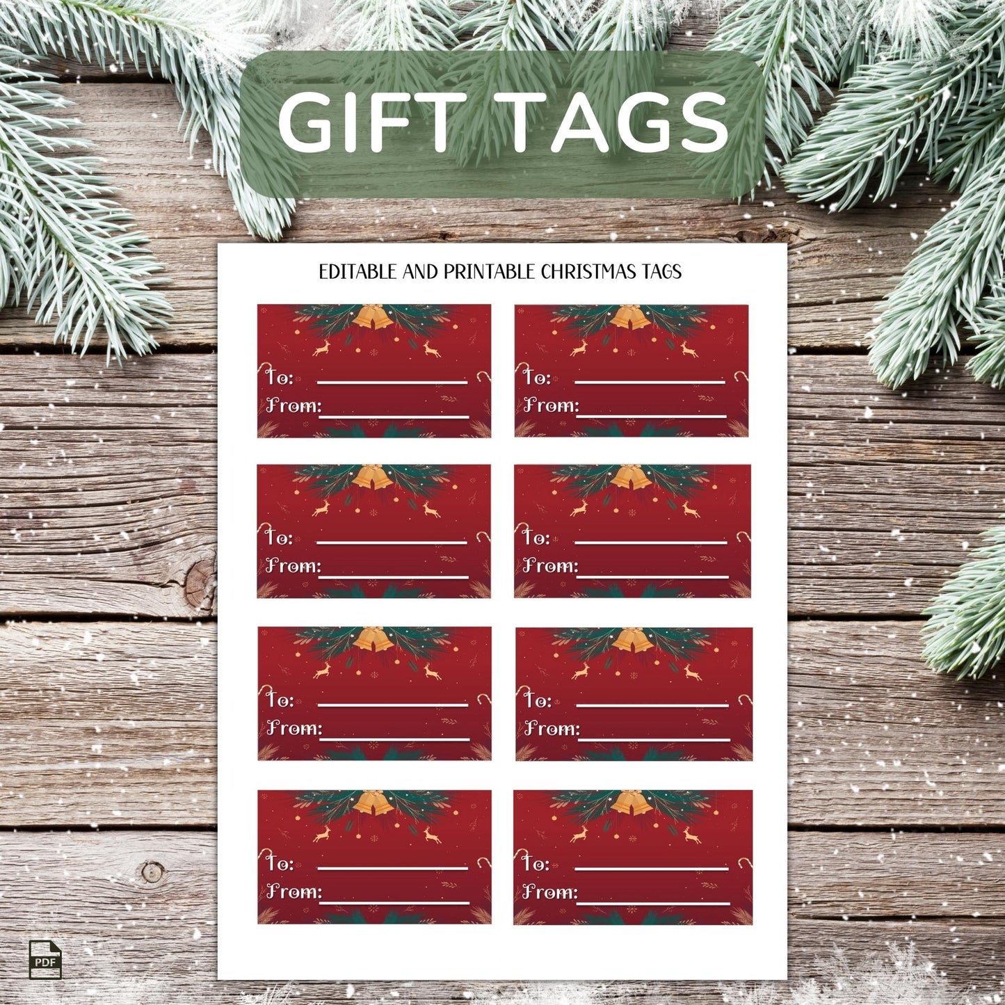 Printable Holiday Card Set - Red Festive