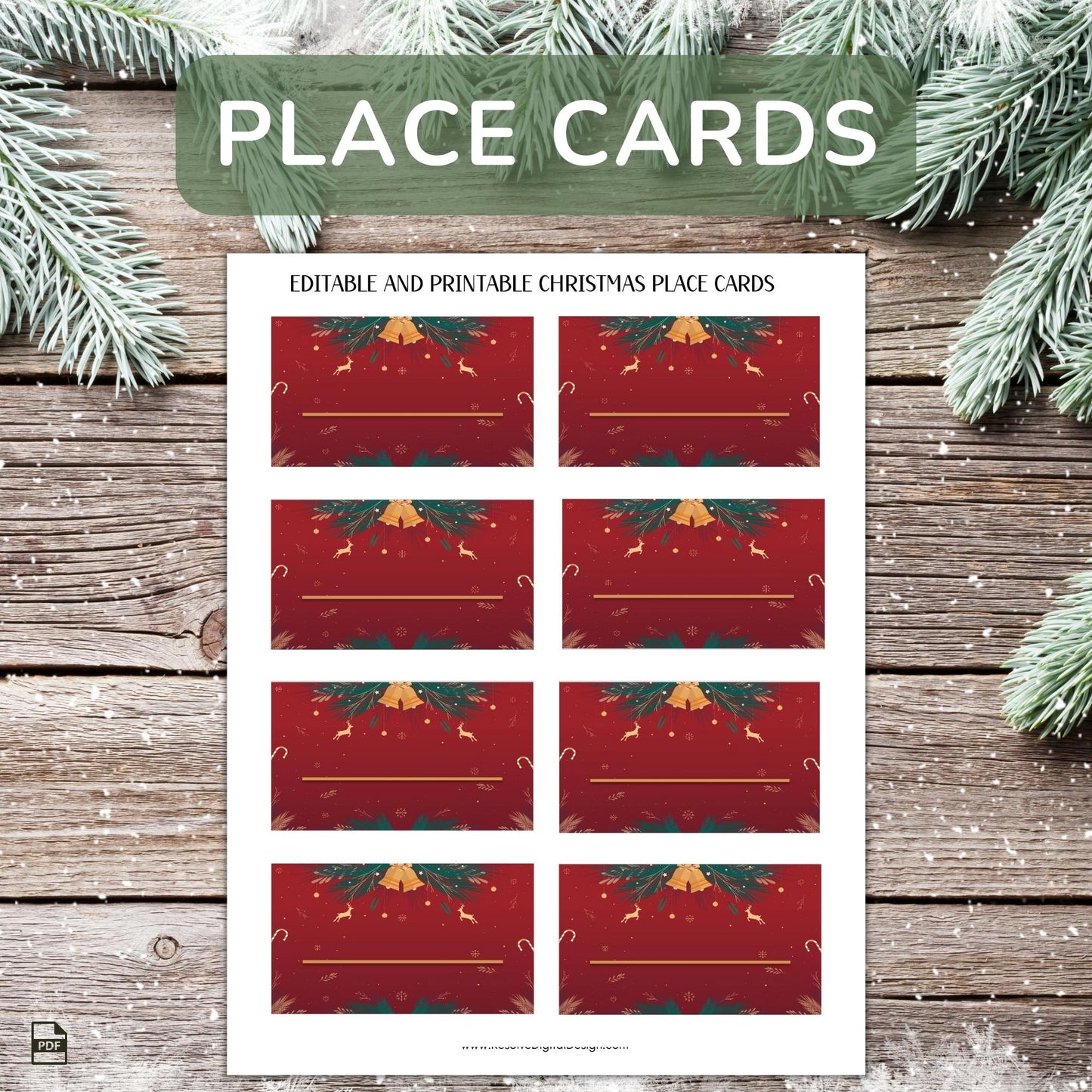 Printable Holiday Card Set - Red Festive