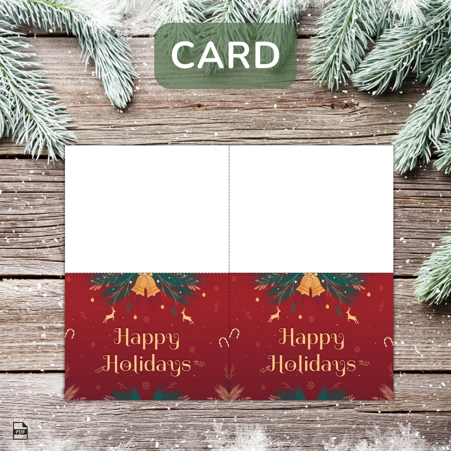 Printable Holiday Card Set - Red Festive