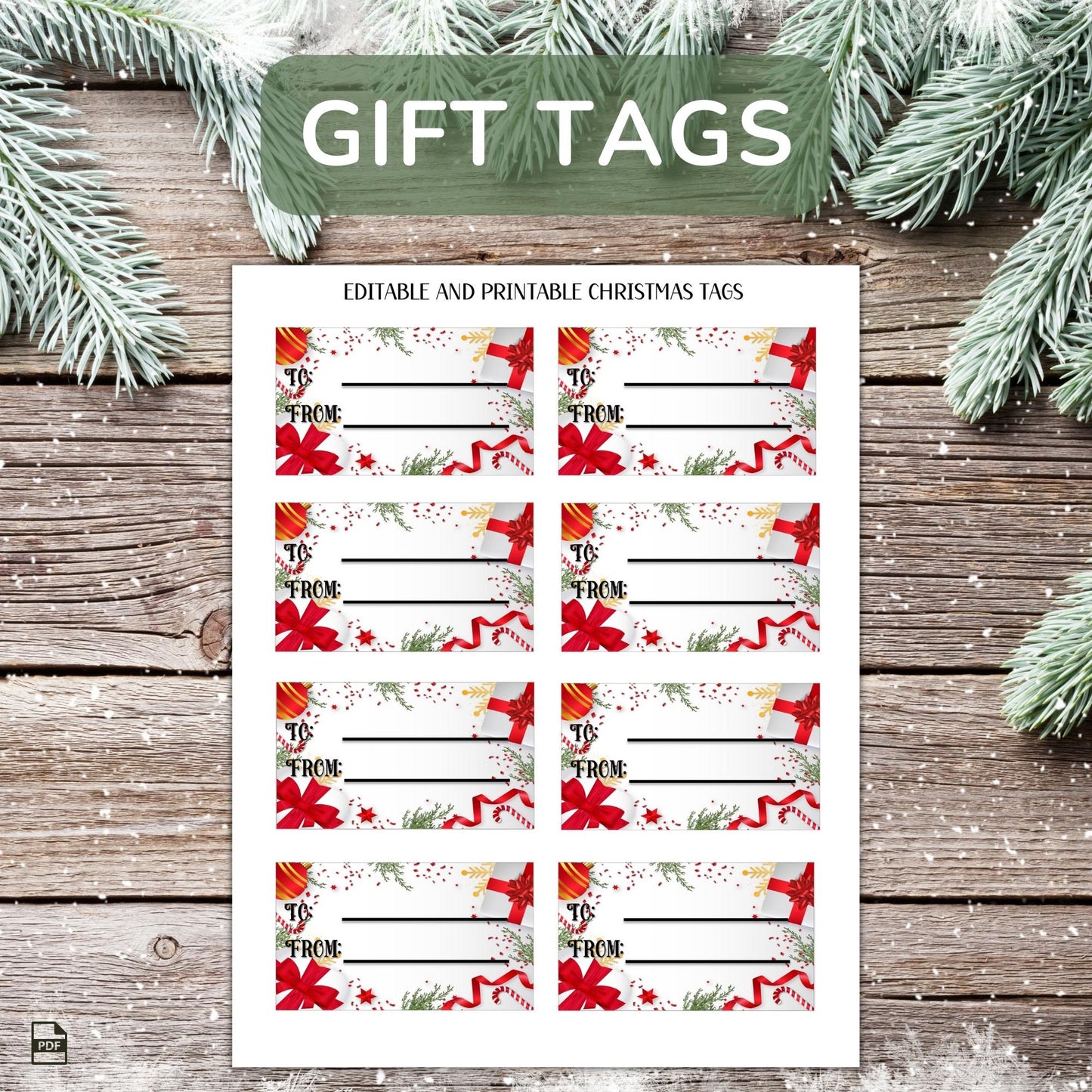 Printable Holiday Card Set - Red White Festive