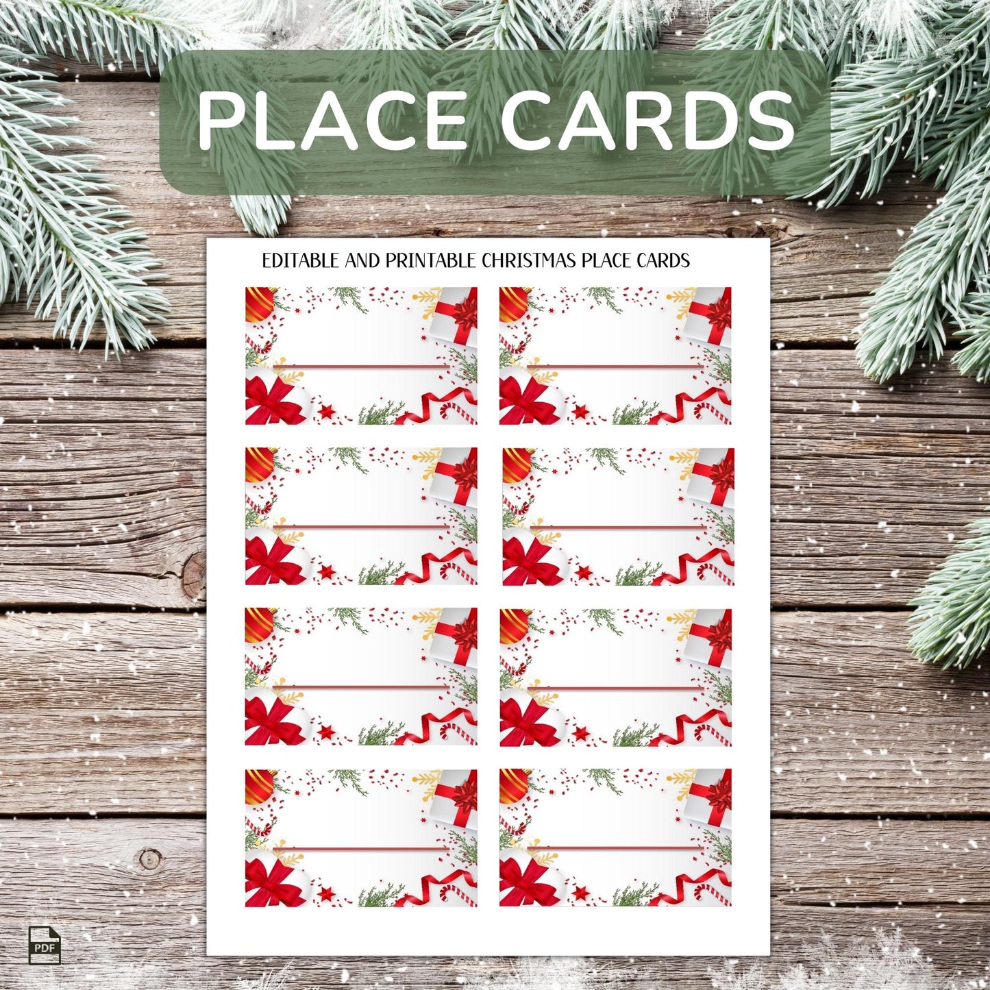 Printable Holiday Card Set - Red White Festive