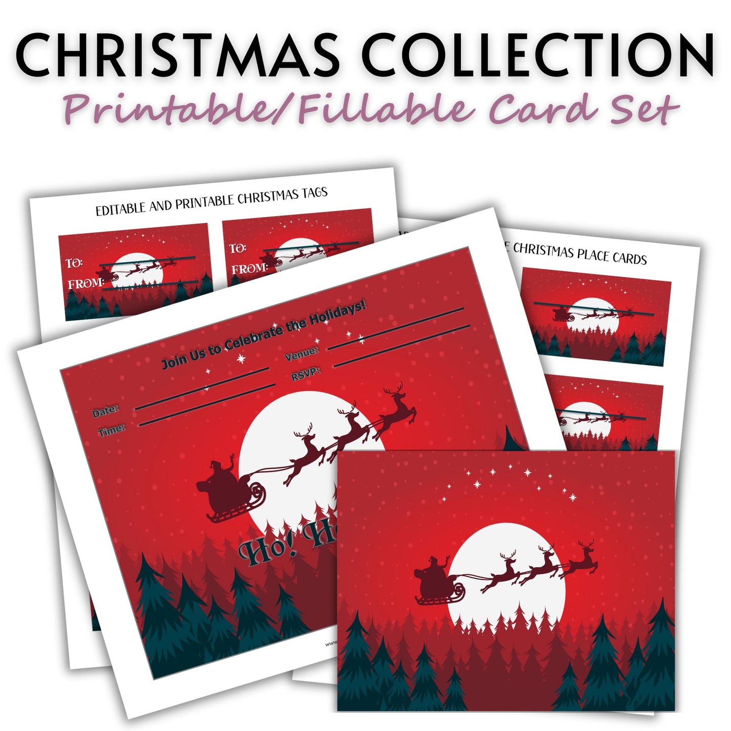 Printable Holiday Card Set - Santa