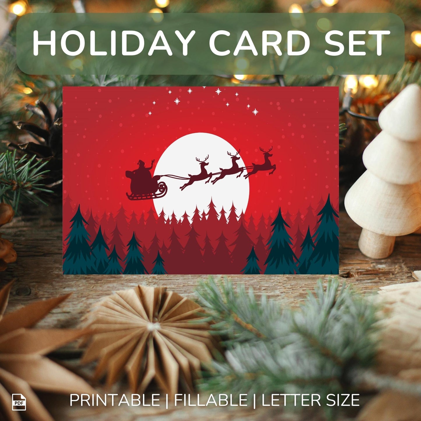 Printable Holiday Card Set - Santa