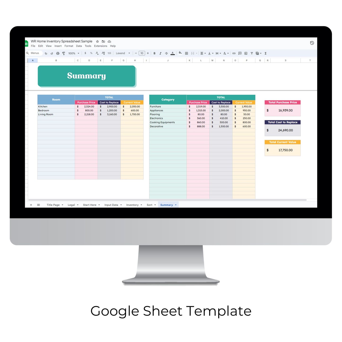 Home Inventory Spreadsheet Template