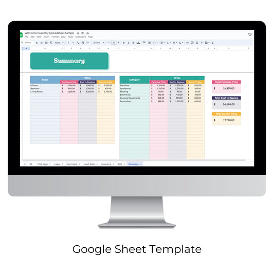 Home Inventory Spreadsheet Template