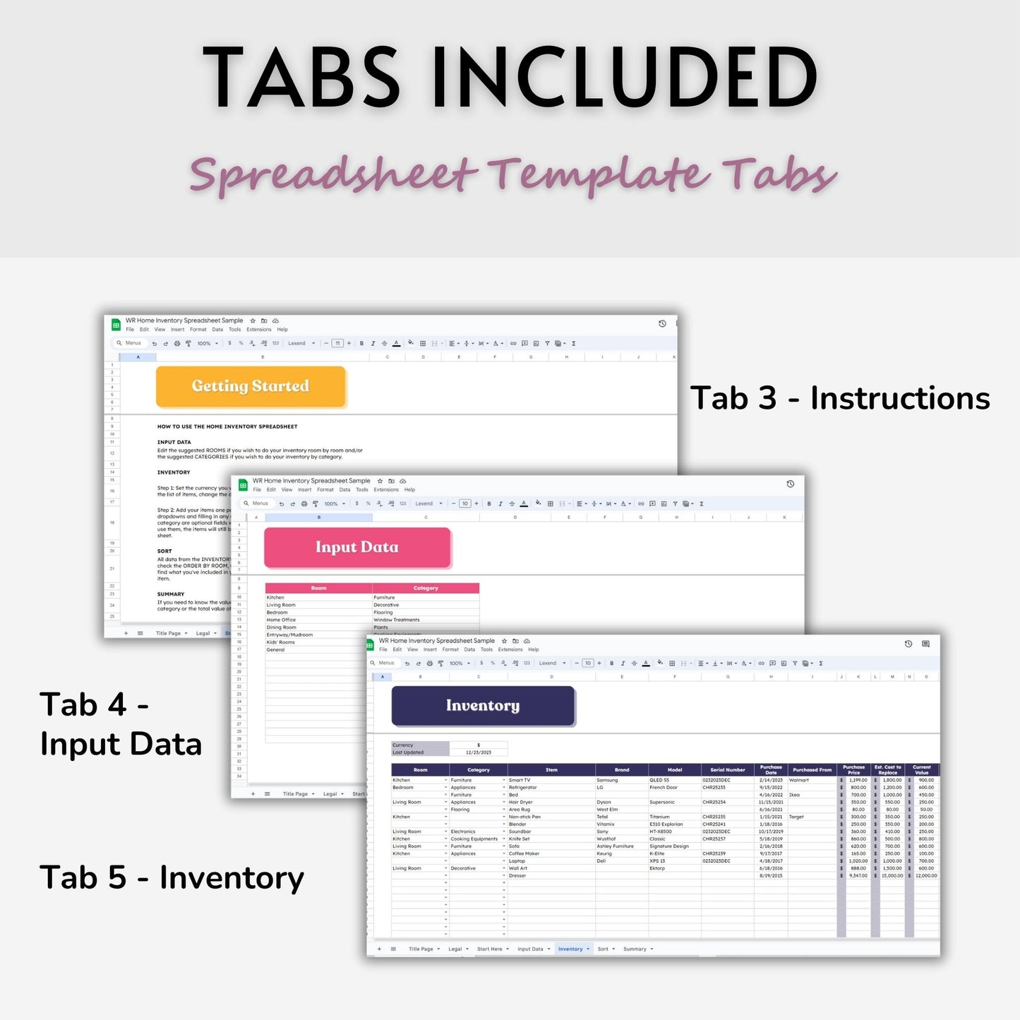 Home Inventory Spreadsheet Template