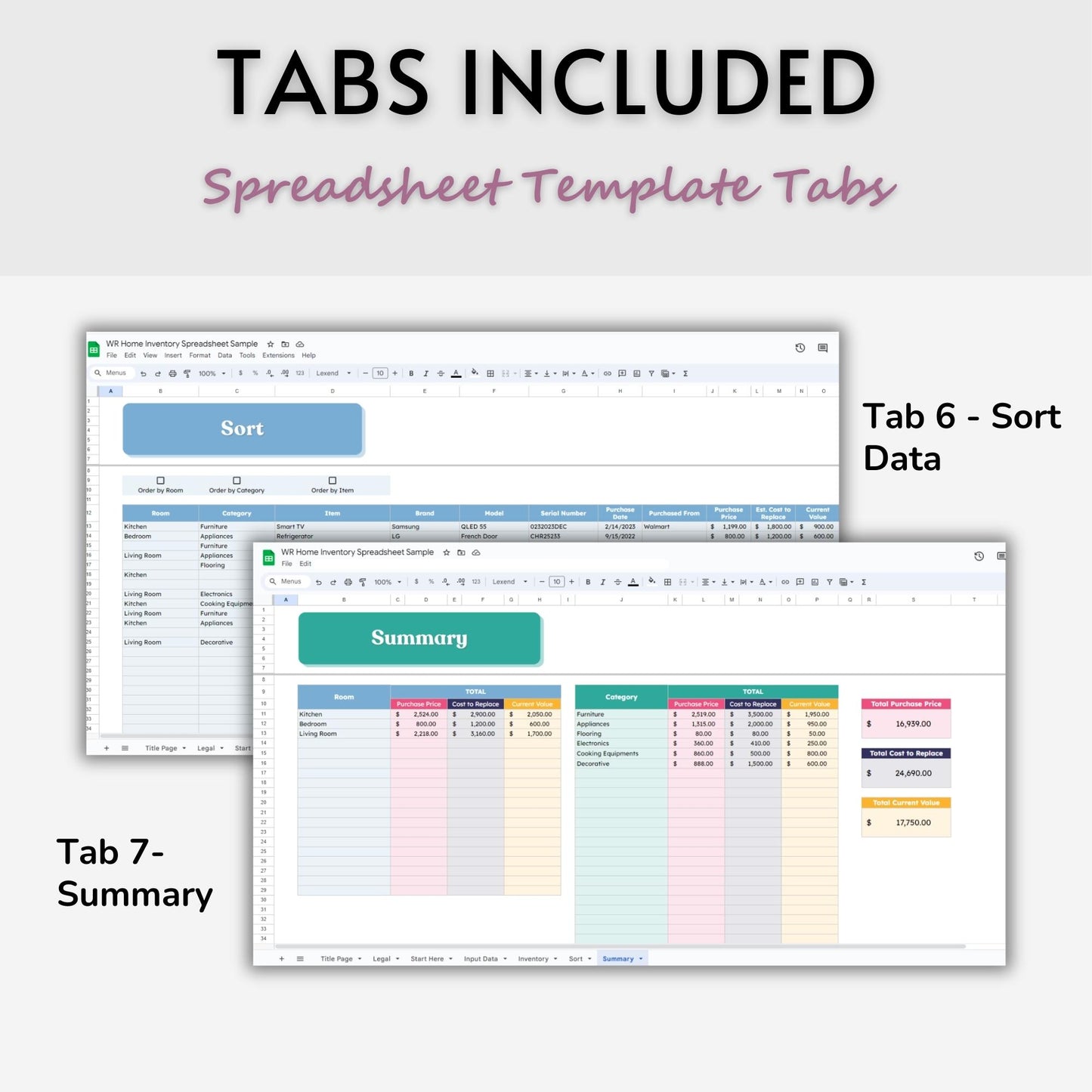 Home Inventory Spreadsheet Template