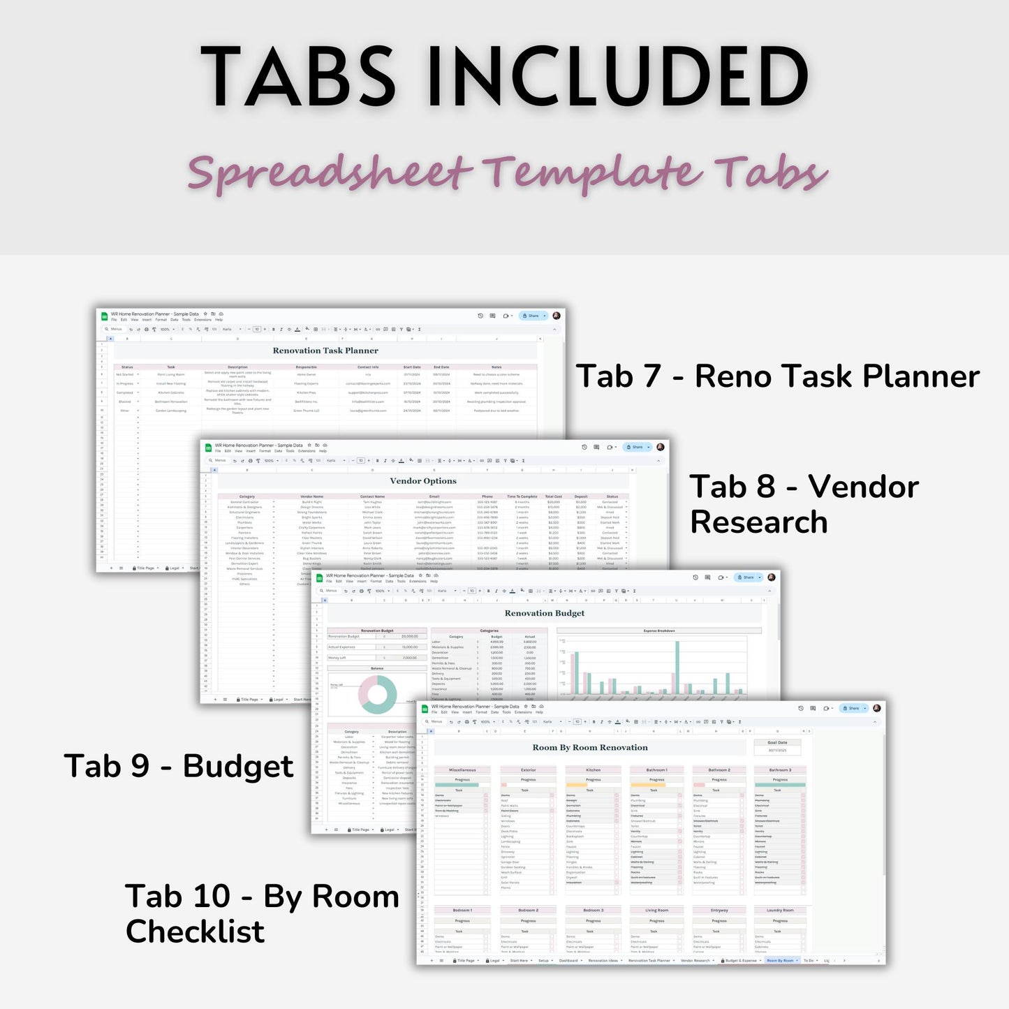 Home Renovation Planner Spreadsheet Template