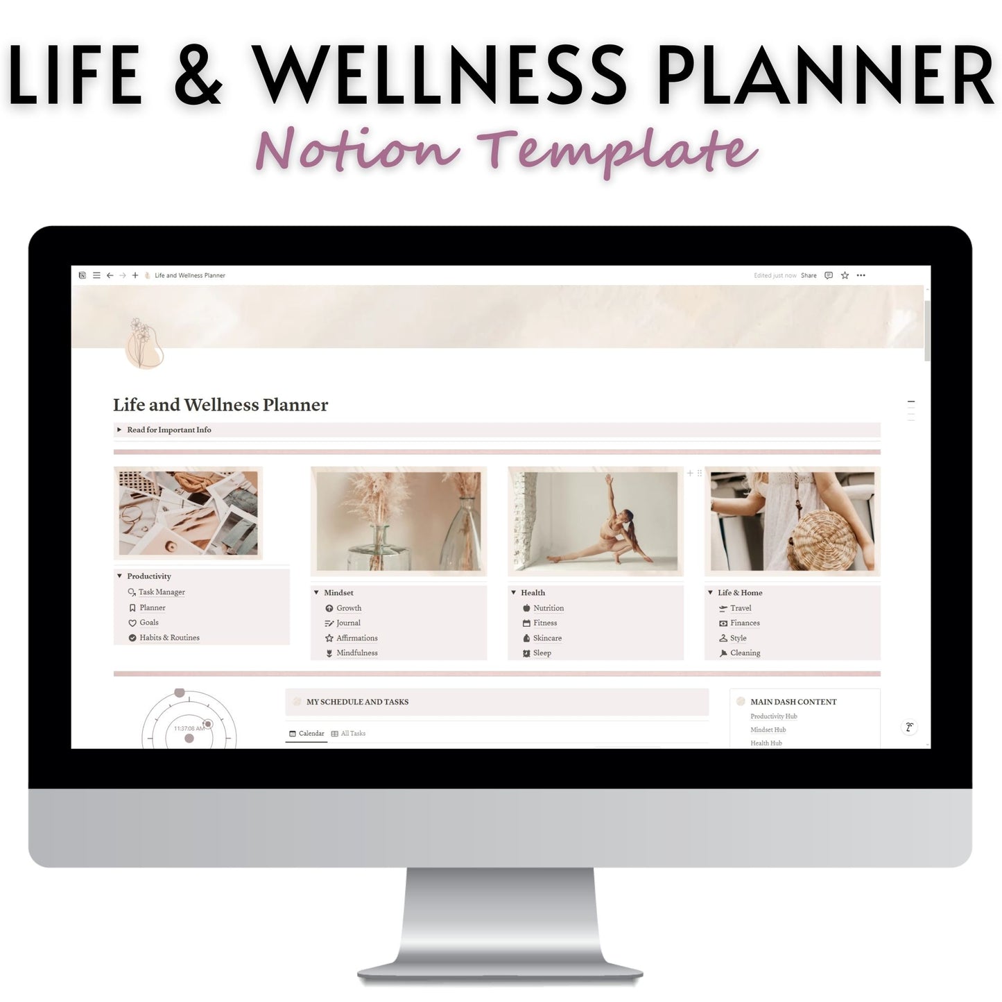 Life and Wellness Planner Template For Notion