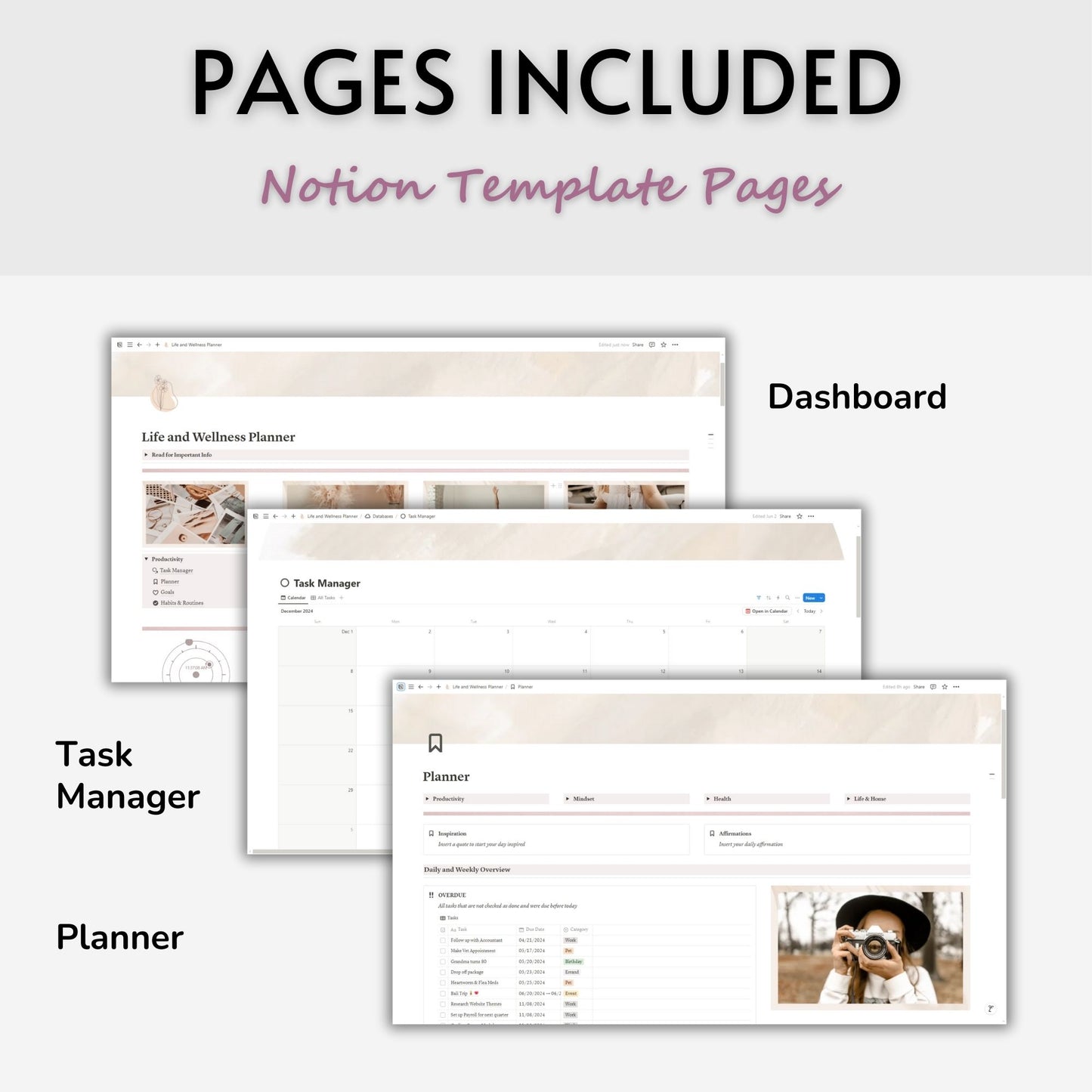 Life and Wellness Planner Template For Notion