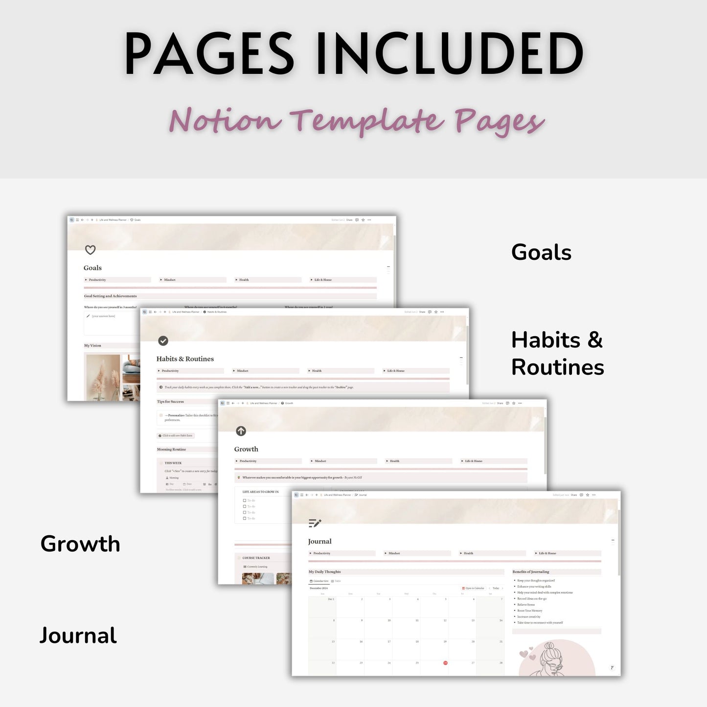 Life and Wellness Planner Template For Notion