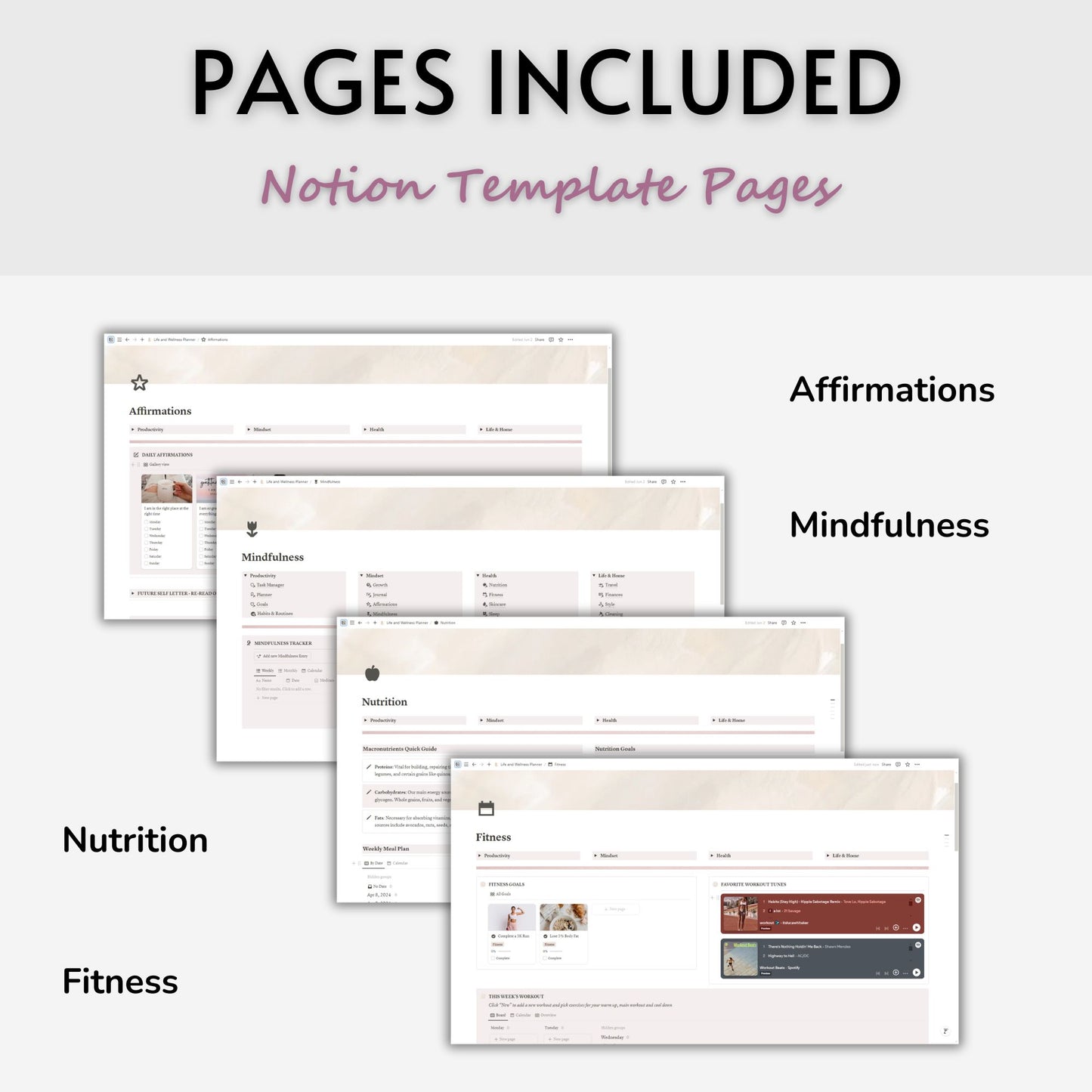 Life and Wellness Planner Template For Notion