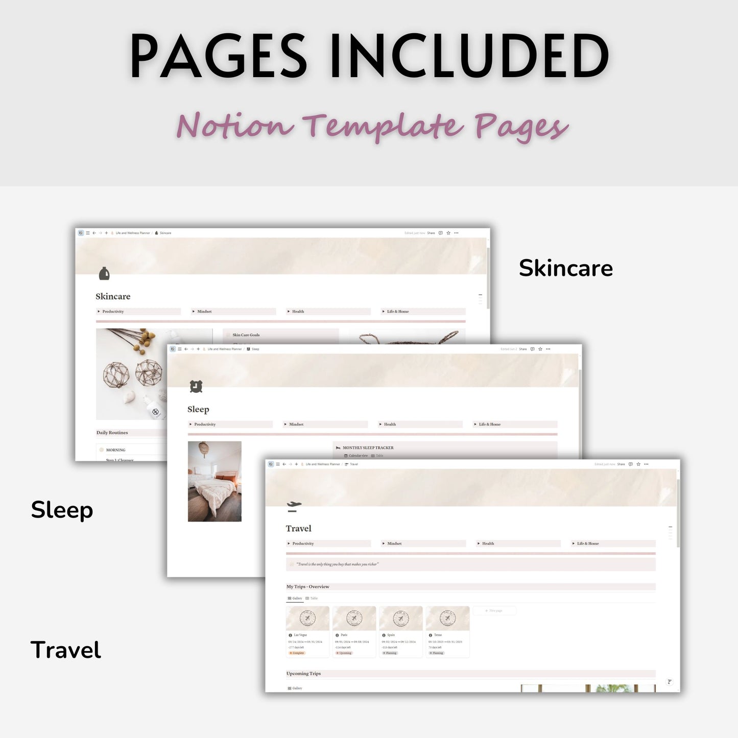 Life and Wellness Planner Template For Notion