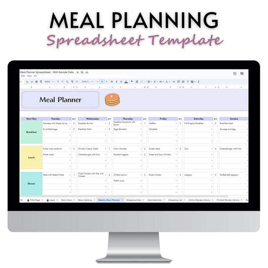 Meal Planner Spreadsheet Template