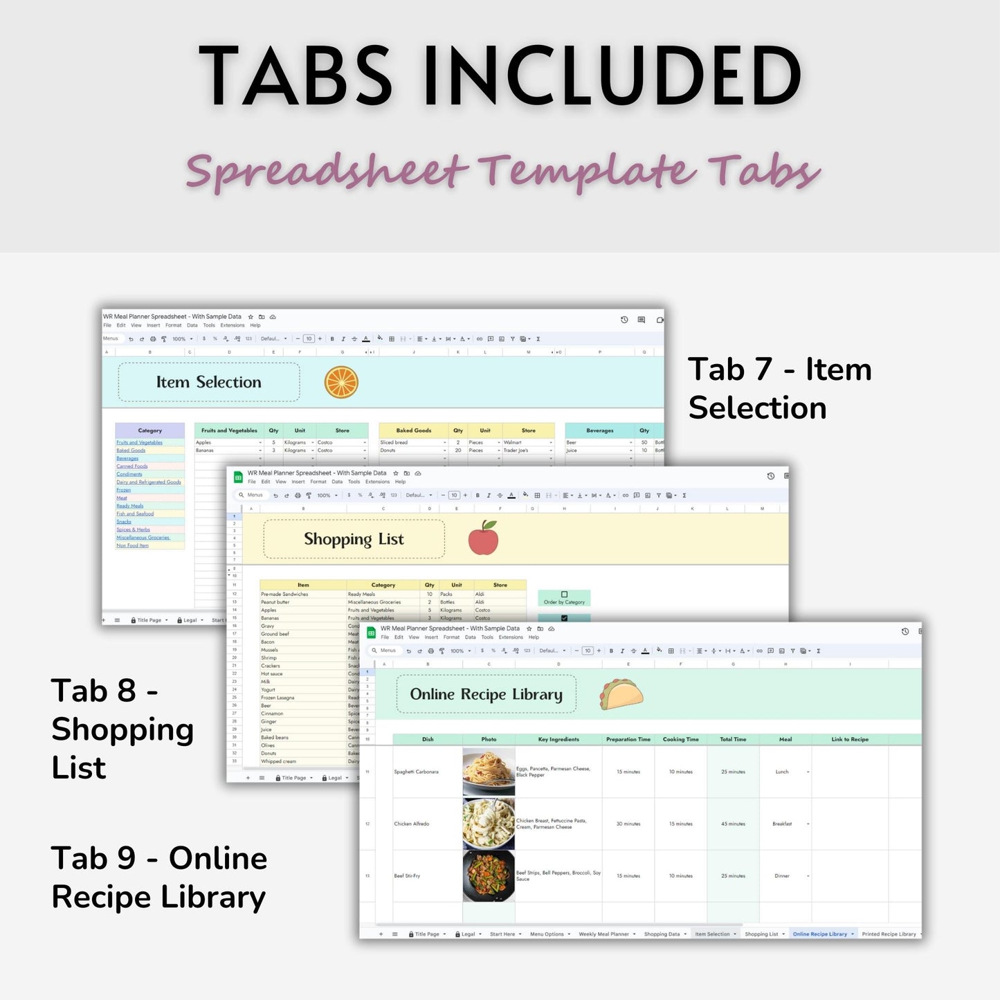 Meal Planner Spreadsheet Template