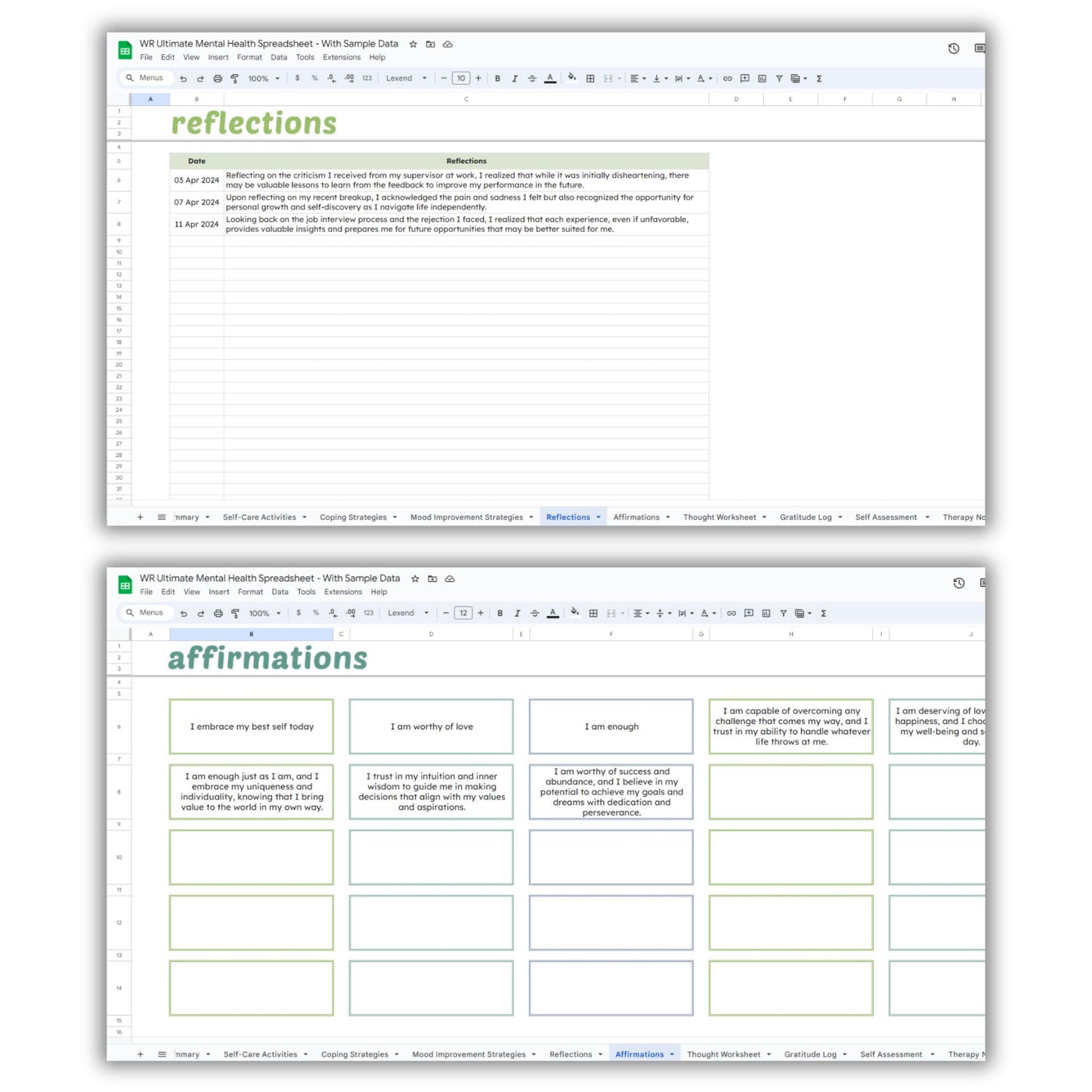 Ultimate Mental Health Spreadsheet Template
