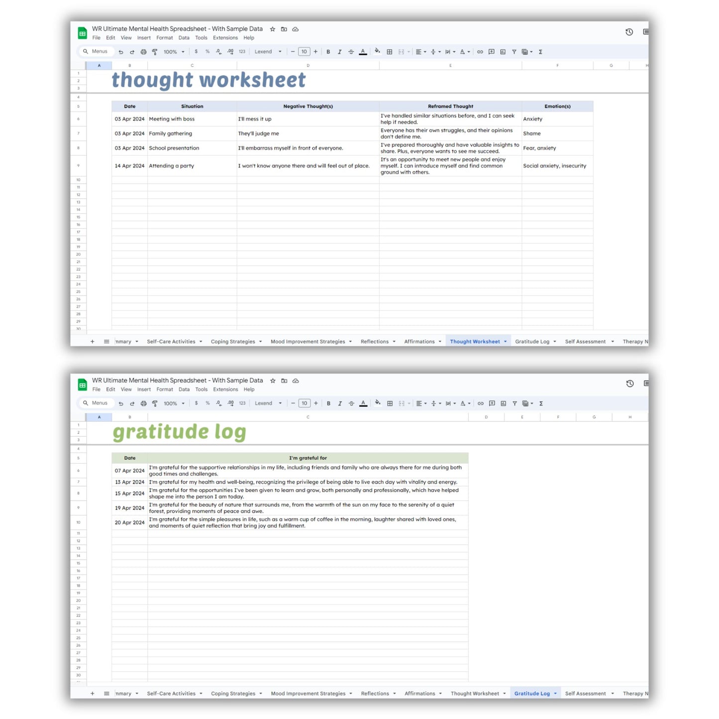 Ultimate Mental Health Spreadsheet Template