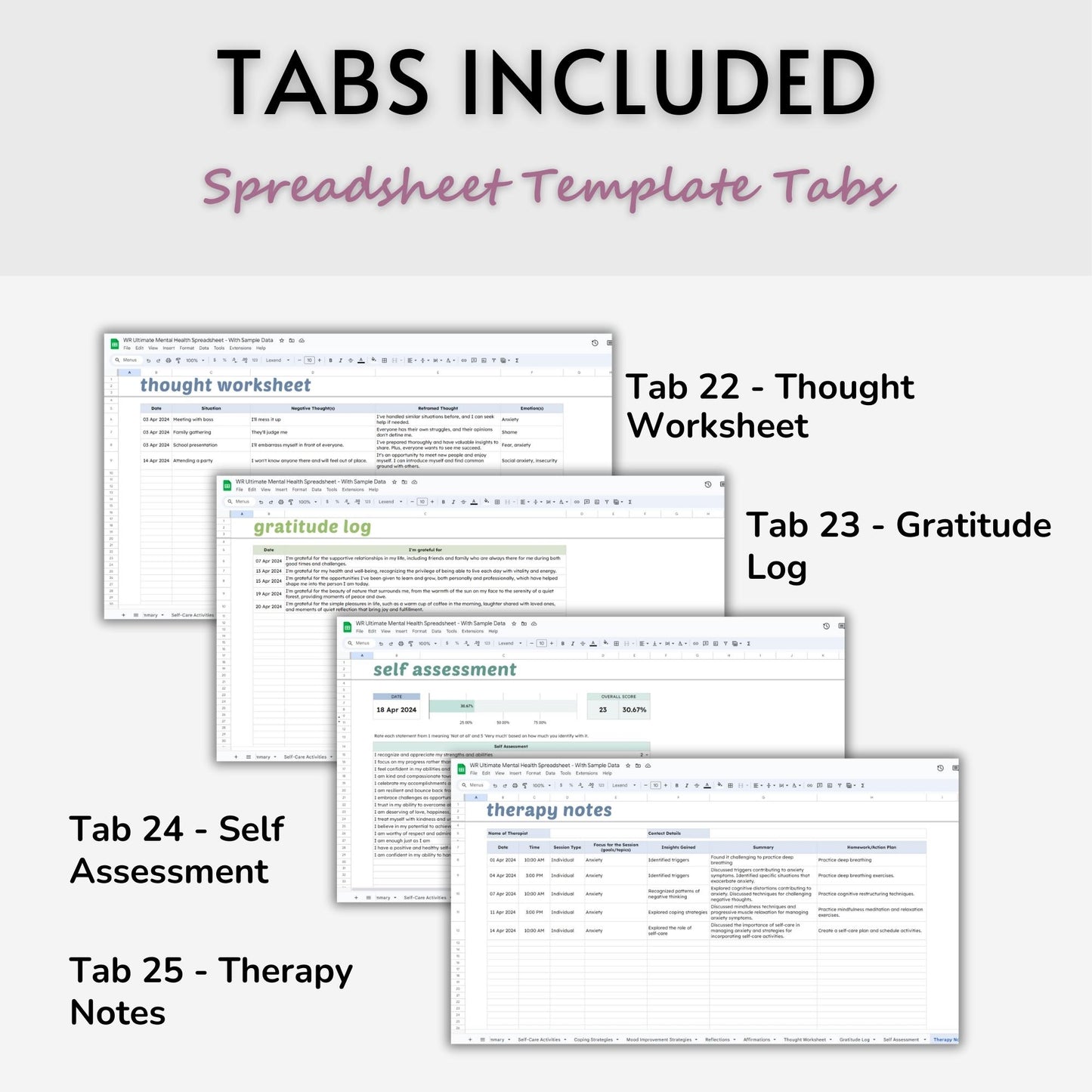 Ultimate Mental Health Spreadsheet Template