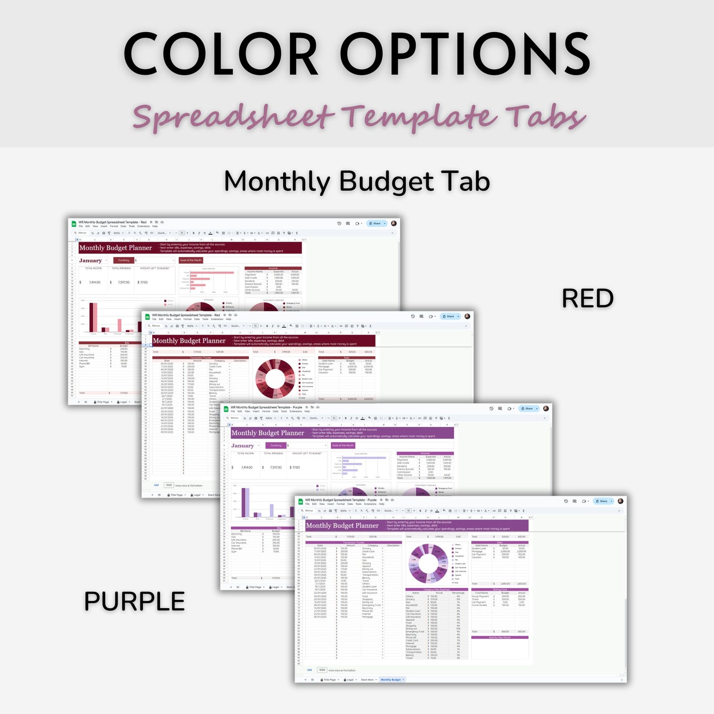 Monthly Budget Spreadsheet Template