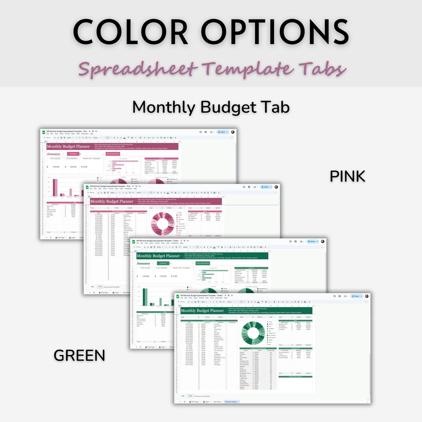 Monthly Budget Spreadsheet Template