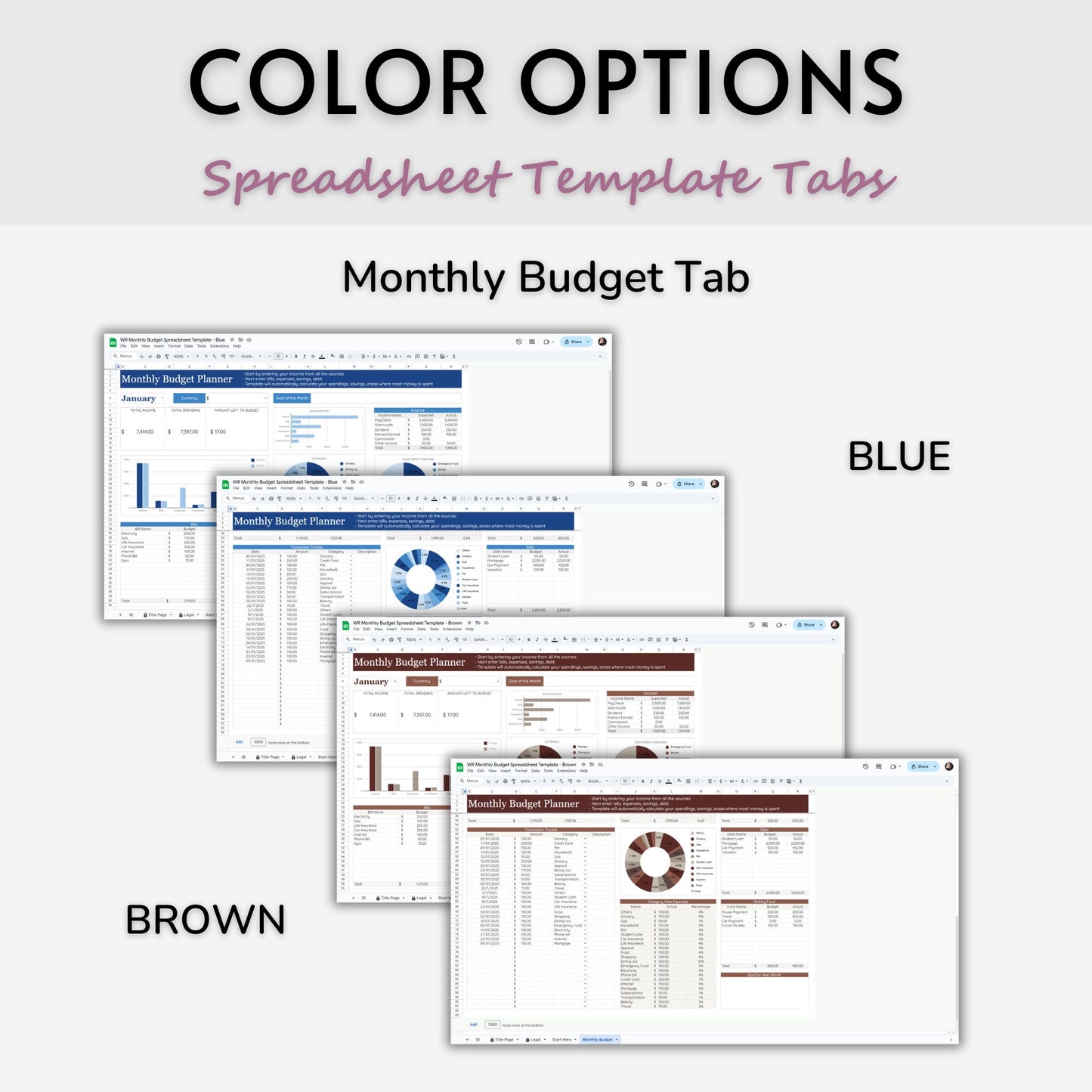 Monthly Budget Spreadsheet Template