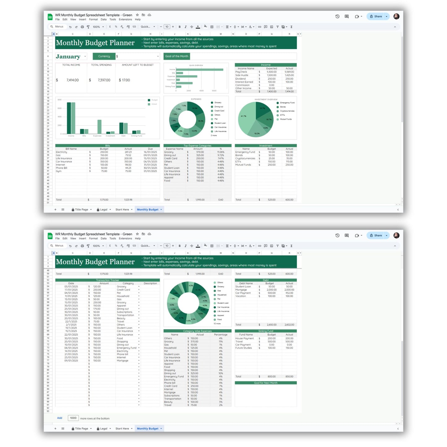 Monthly Budget Spreadsheet Template