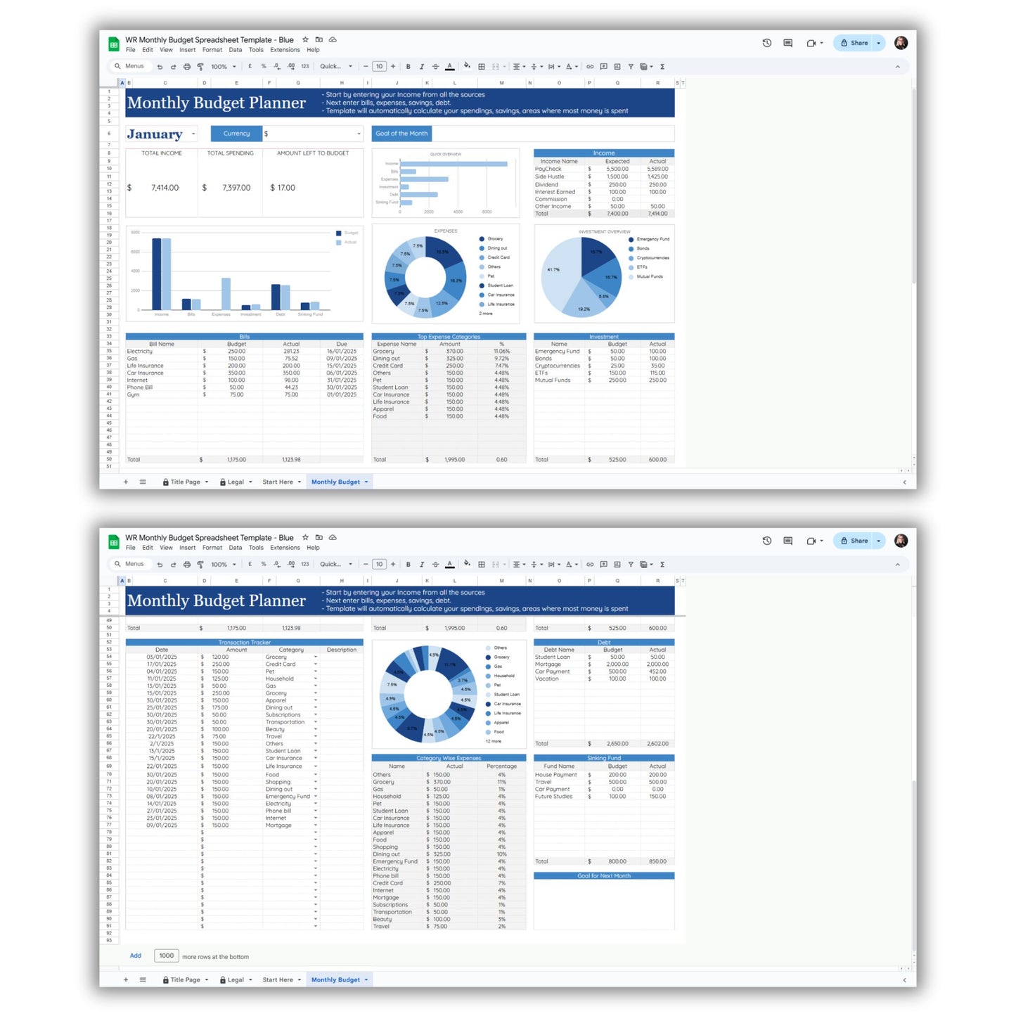 Monthly Budget Spreadsheet Template