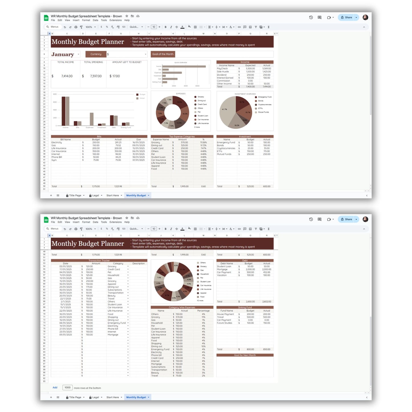 Monthly Budget Spreadsheet Template
