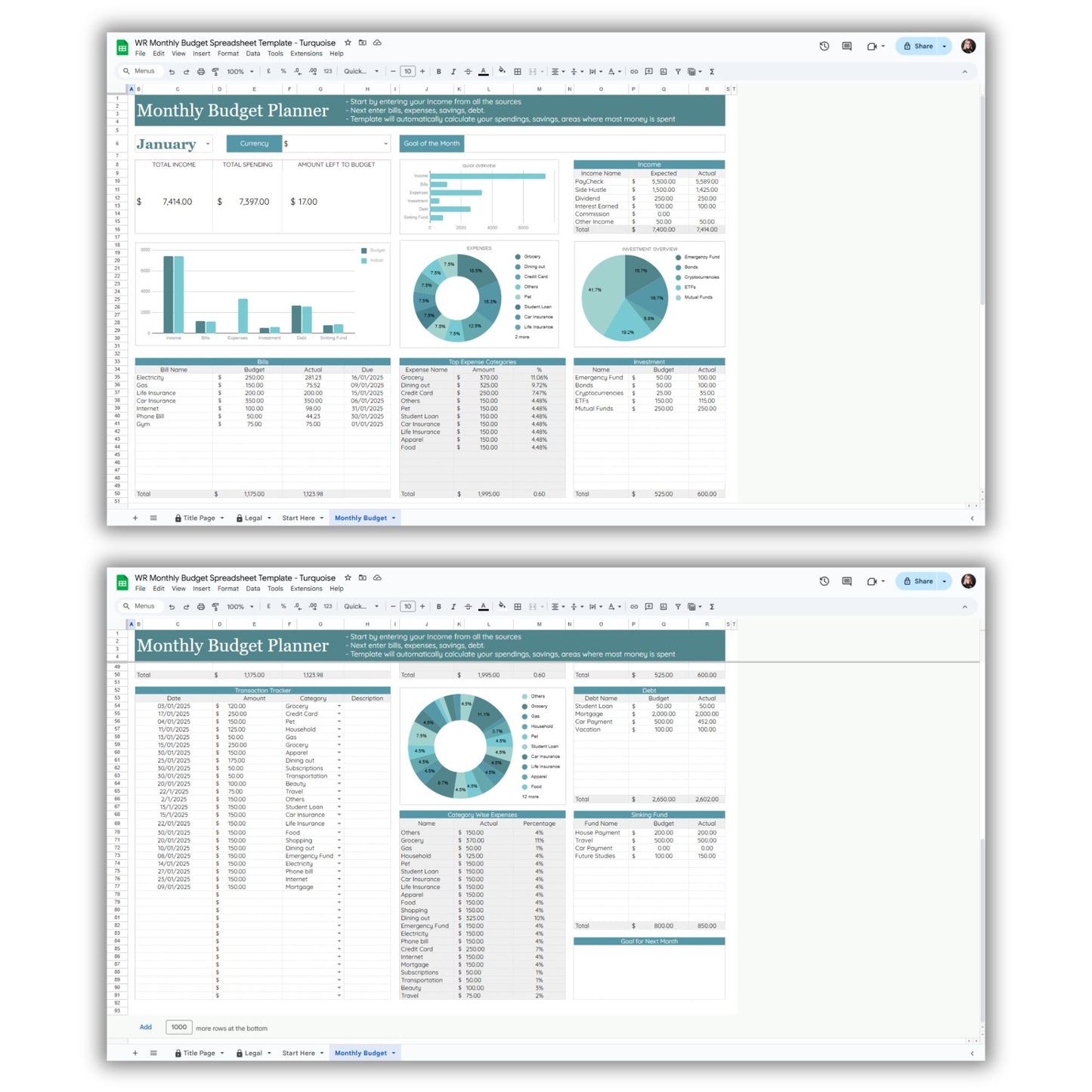 Monthly Budget Spreadsheet Template