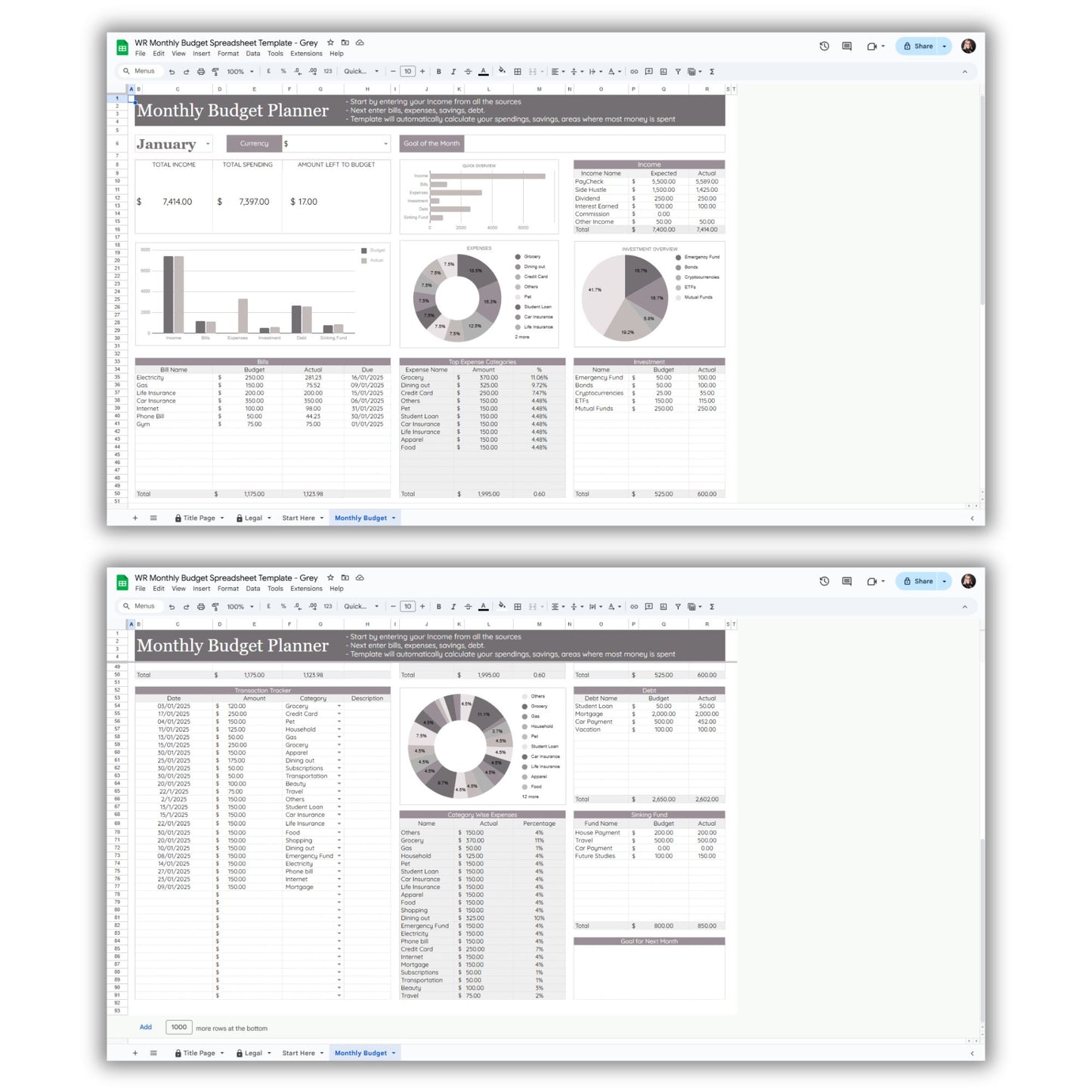 Monthly Budget Spreadsheet Template