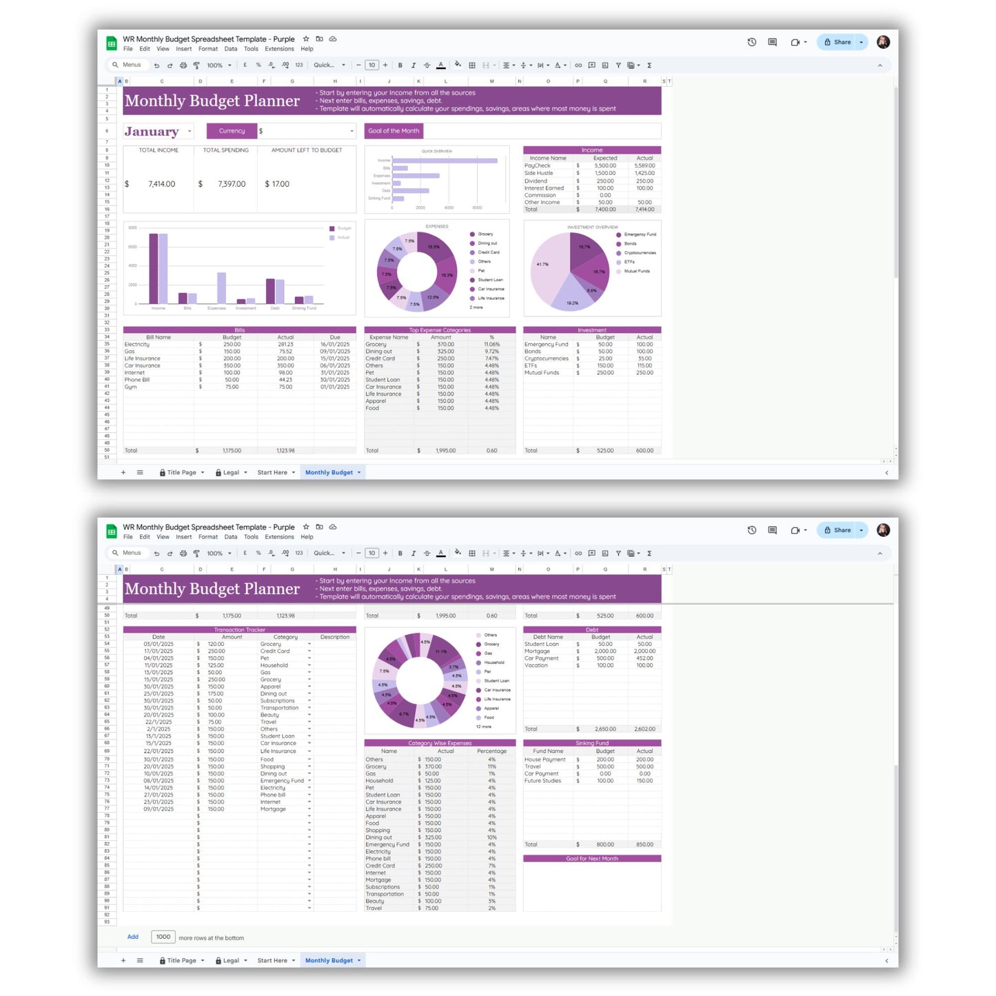 Monthly Budget Spreadsheet Template