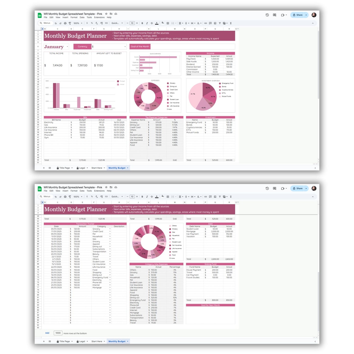 Monthly Budget Spreadsheet Template