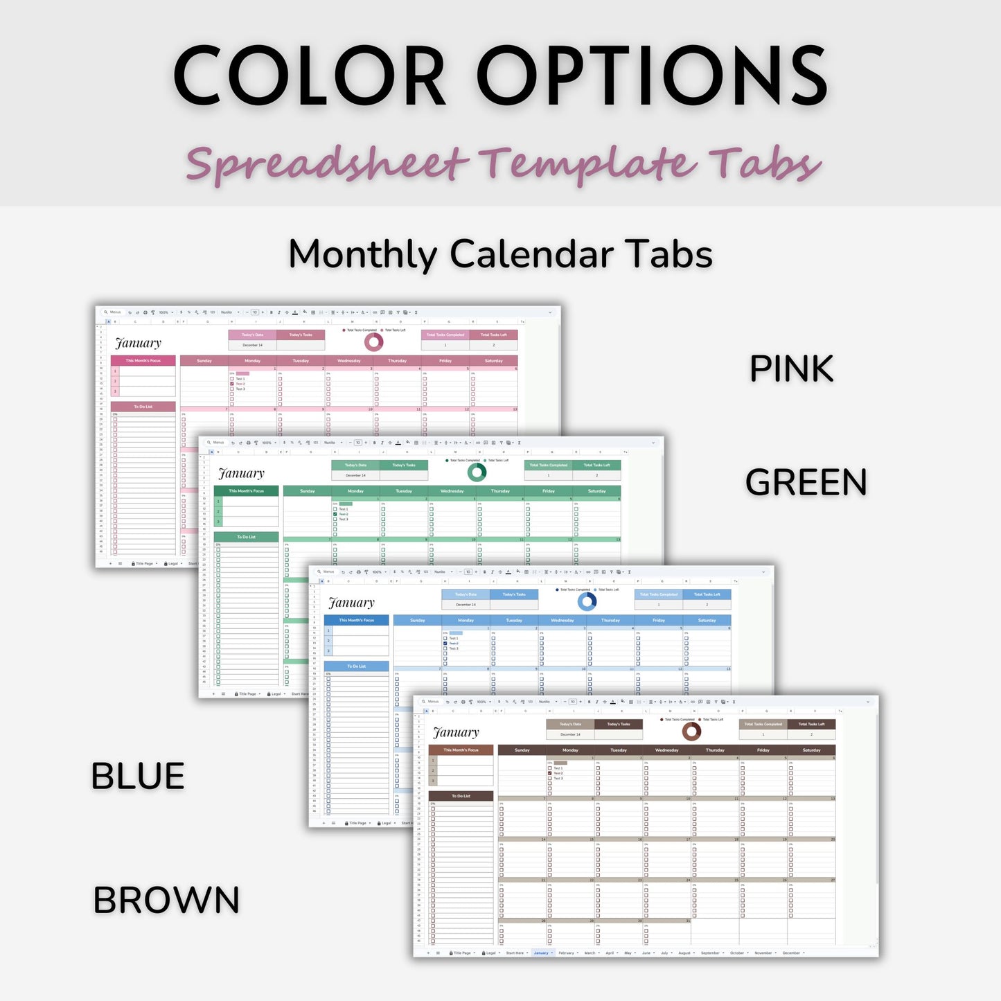 Simple Monthly Calendar Planner Spreadsheet Template