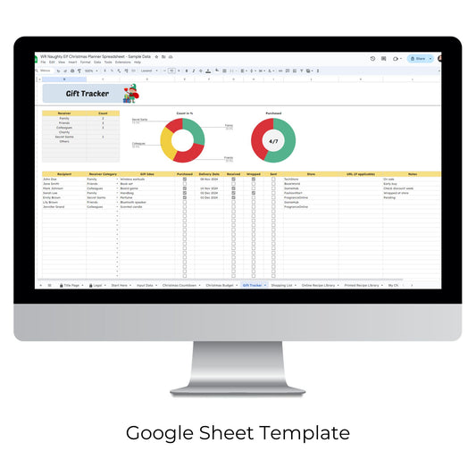 Naughty Elves Christmas Spreadsheet Template