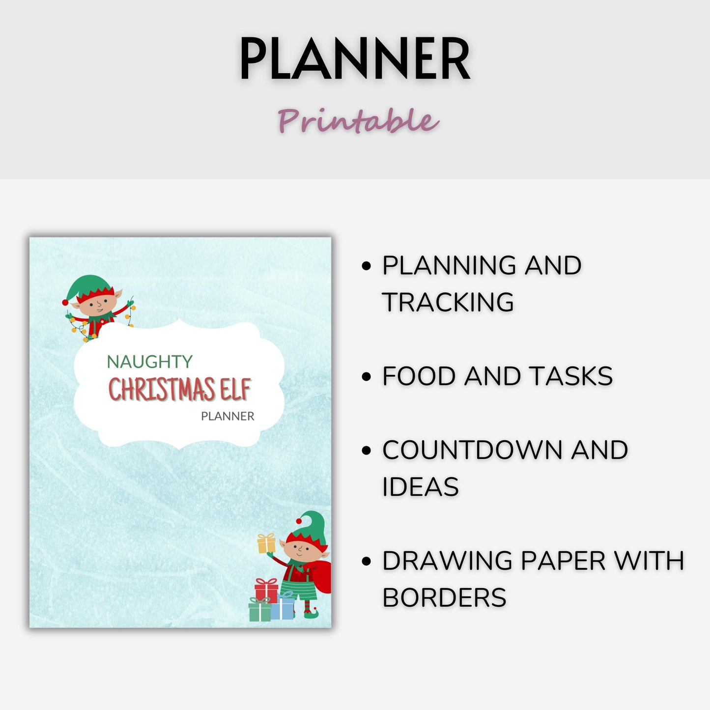 Naughty Elves Christmas Printable Planner