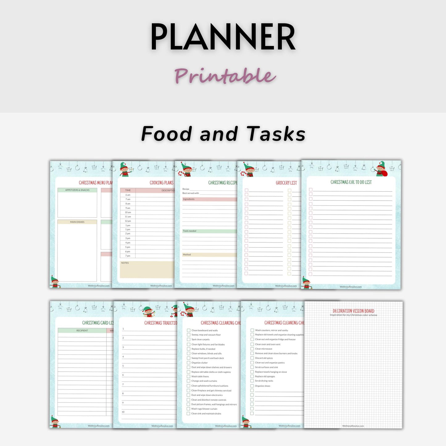 Naughty Elves Christmas Printable Planner