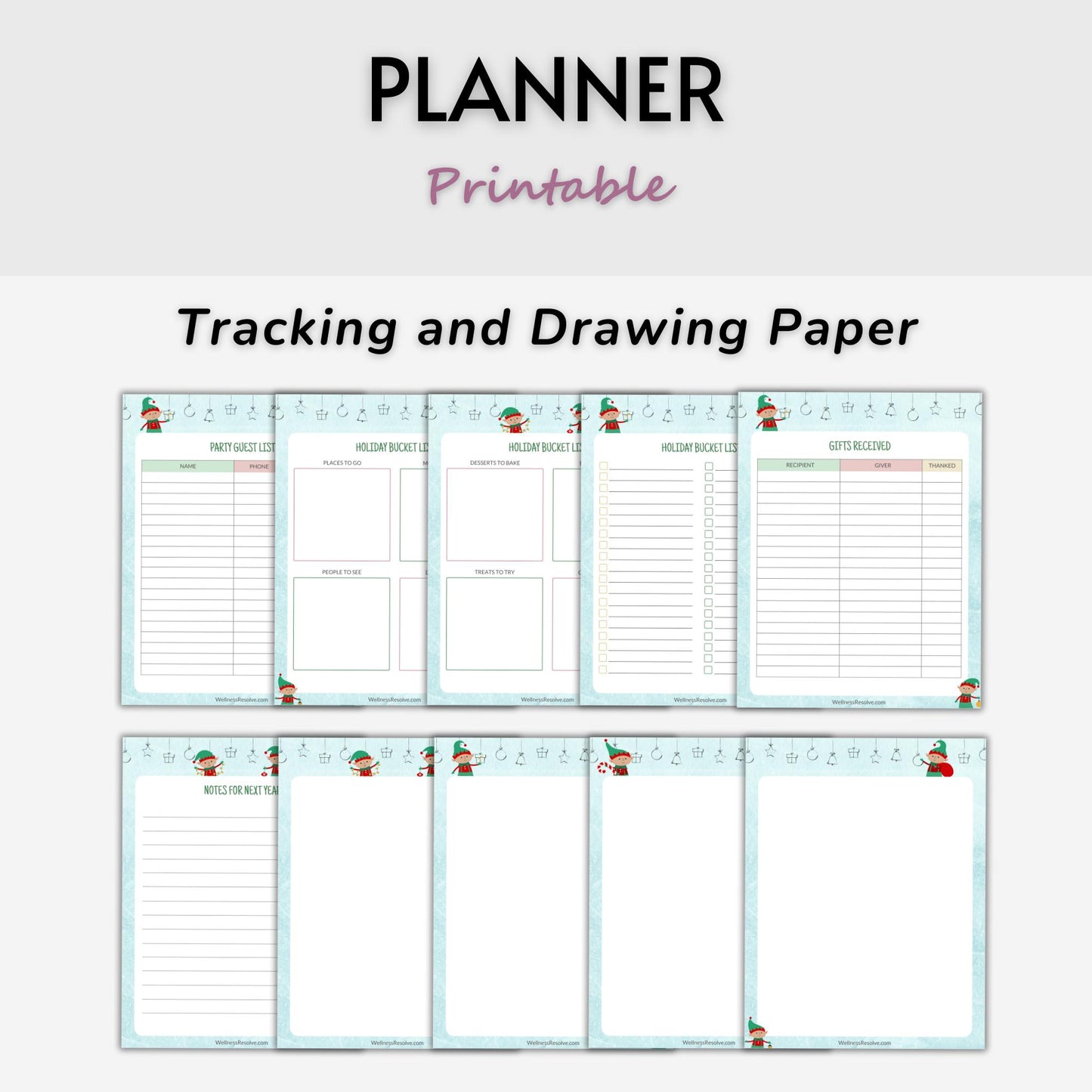 Naughty Elves Christmas Printable Planner