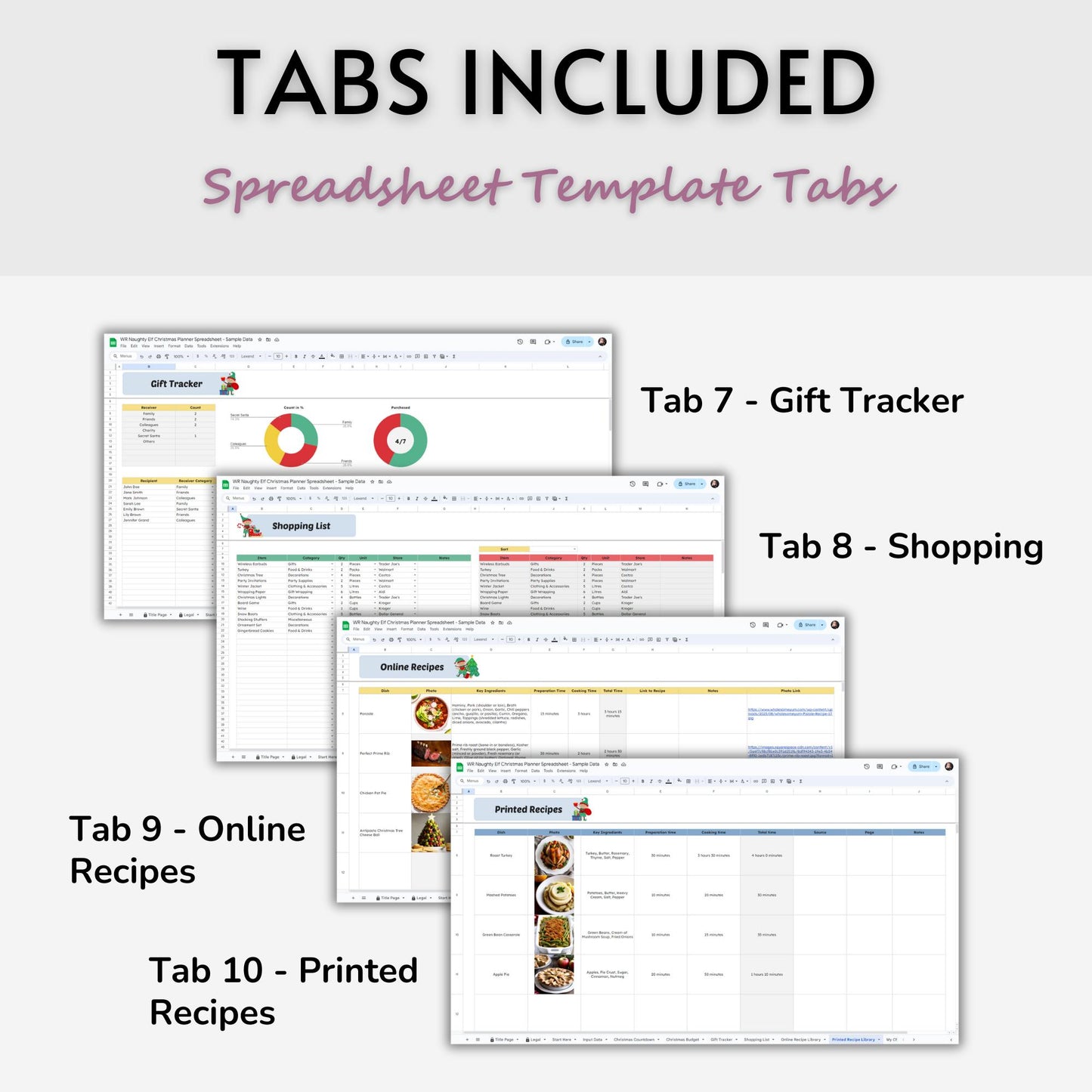 Naughty Elves Christmas Spreadsheet Template