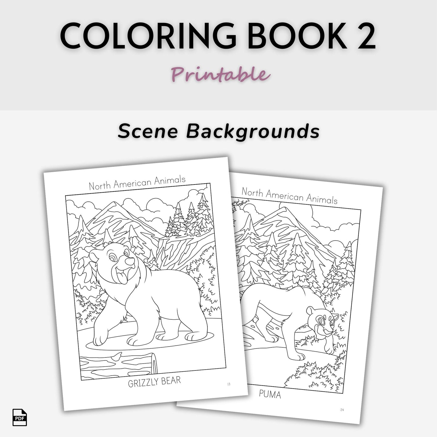 North American Animals Coloring Books