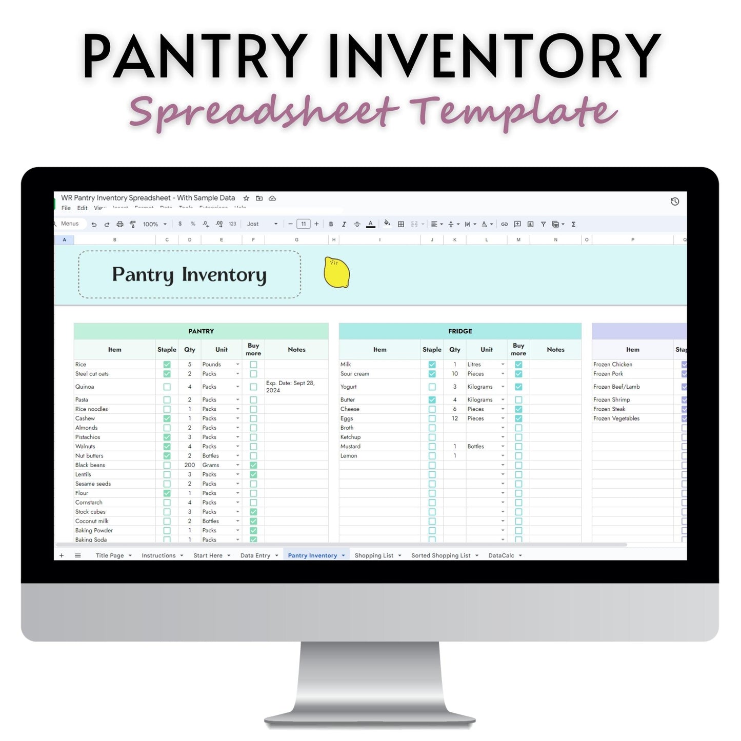 Pantry Inventory Spreadsheet Template