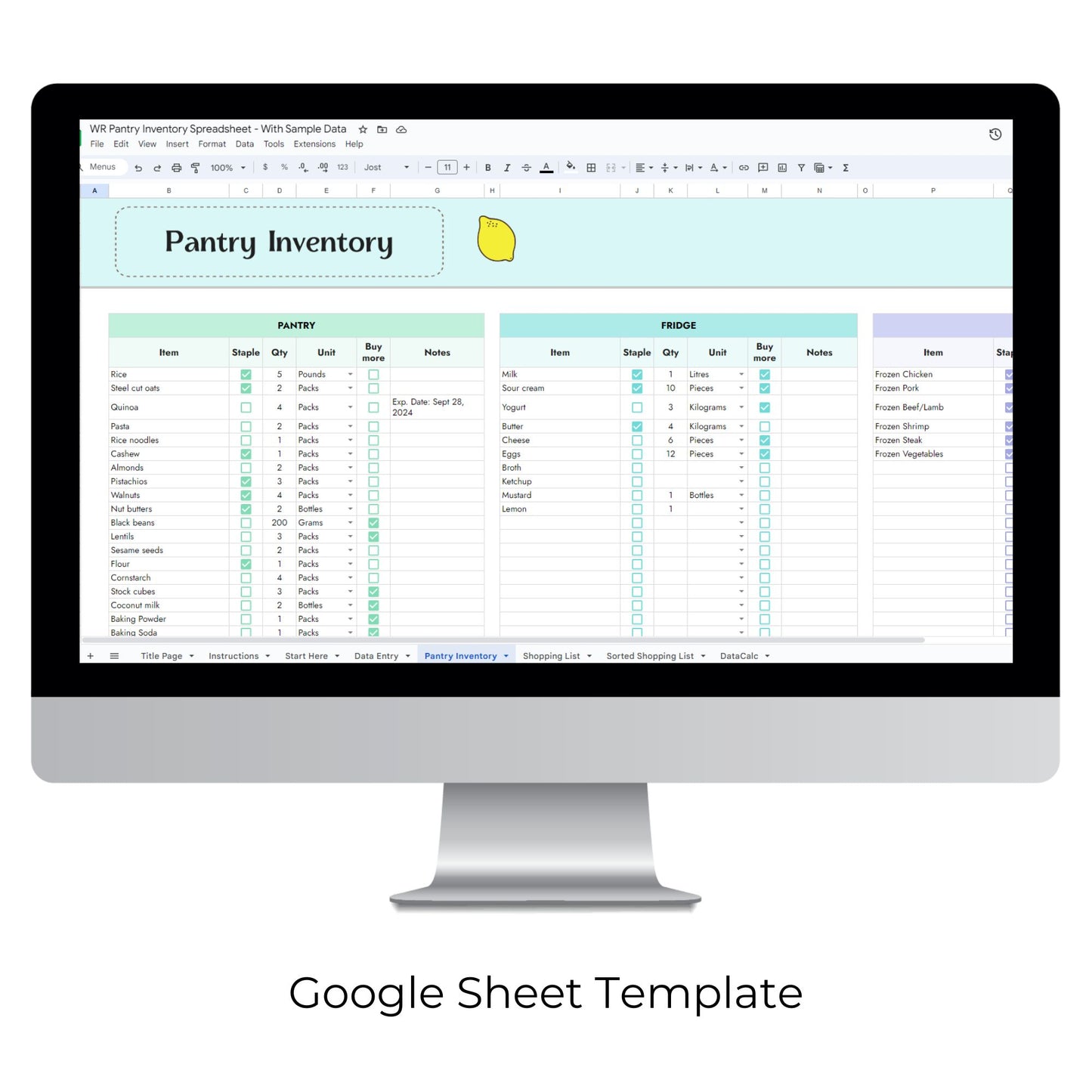 Pantry Inventory Spreadsheet Template