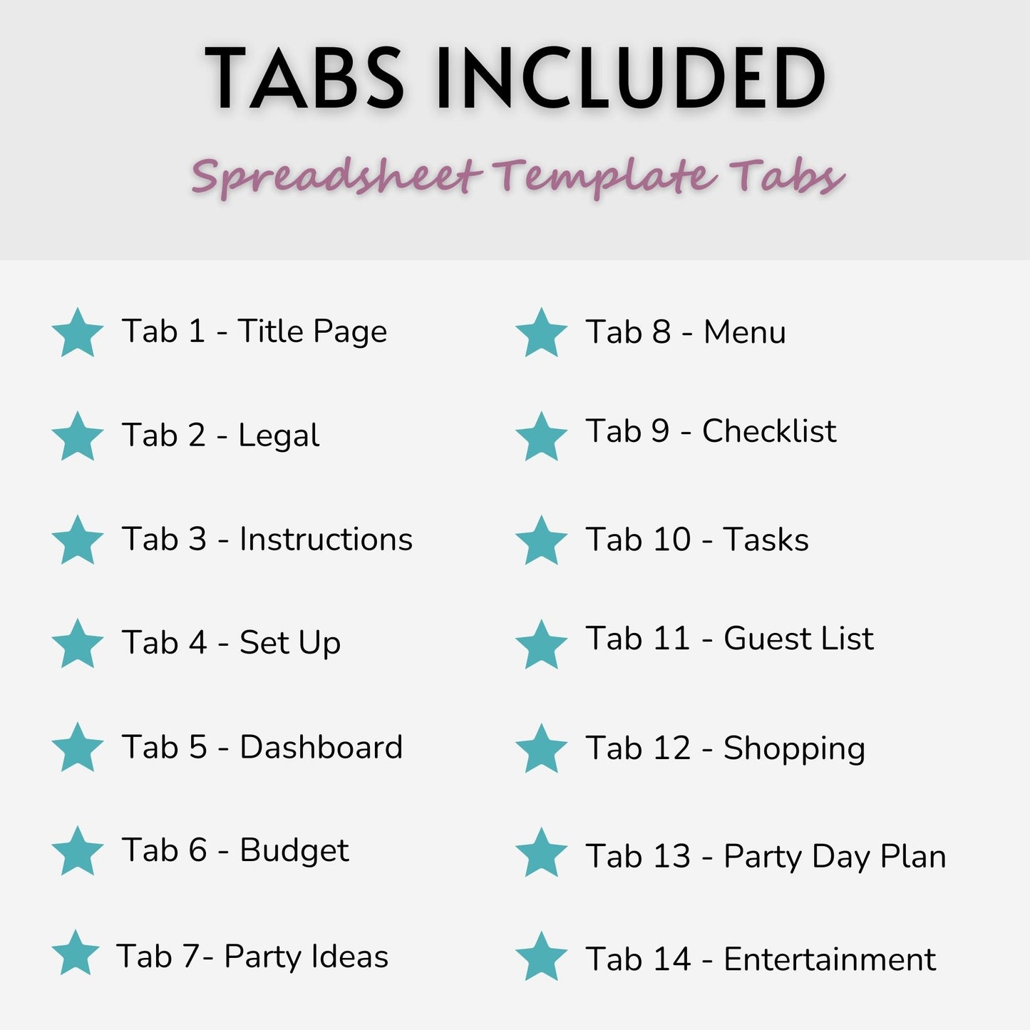 Party Planner Spreadsheet Template