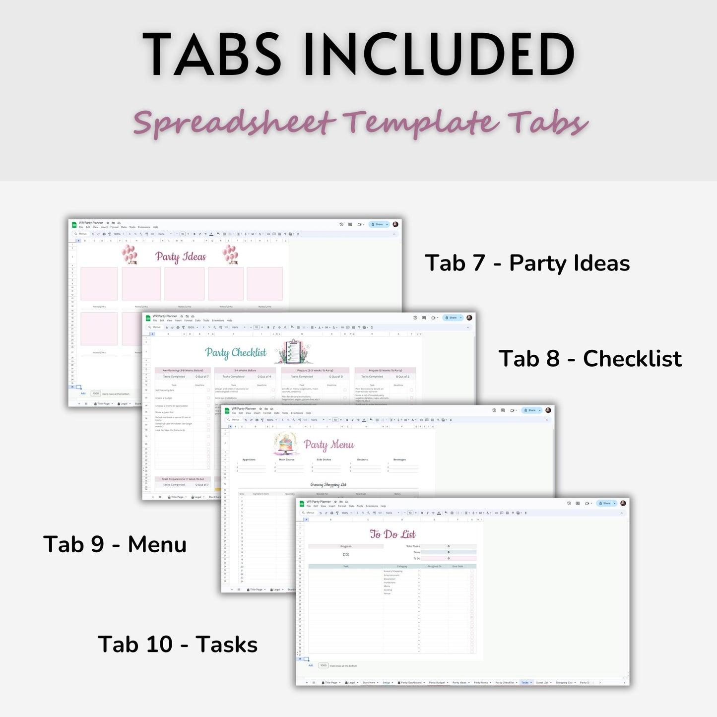 Party Planner Spreadsheet Template